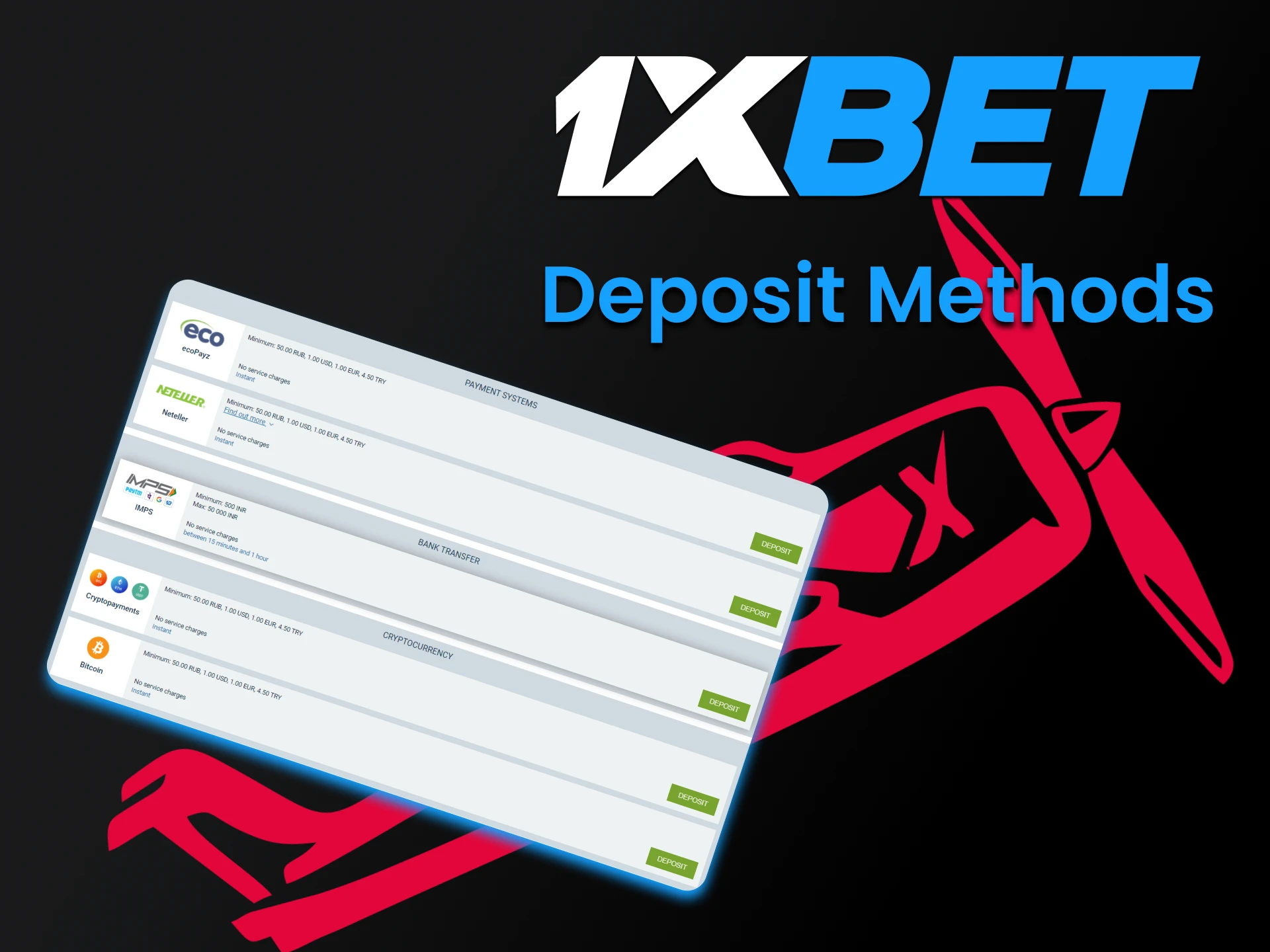 To win real money, you need to replenish funds in a convenient way from 1xBet.