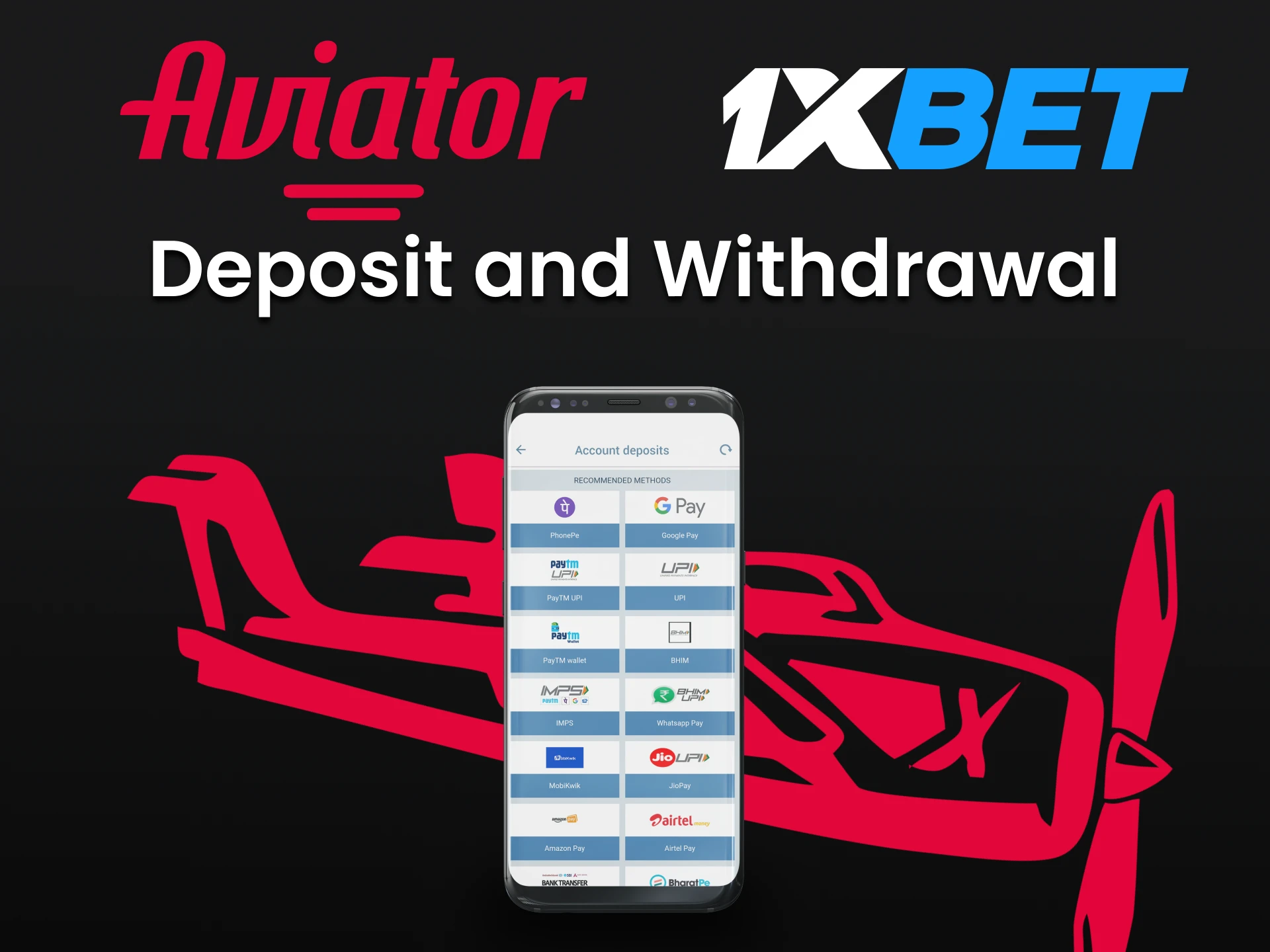 Adicione fundos à sua conta e jogue no Aviator com 1xBet.