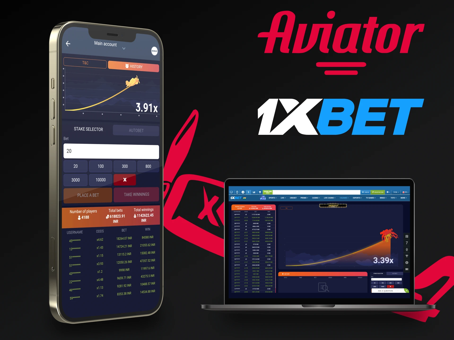 Choose a convenient way to play Aviator from 1xBet.