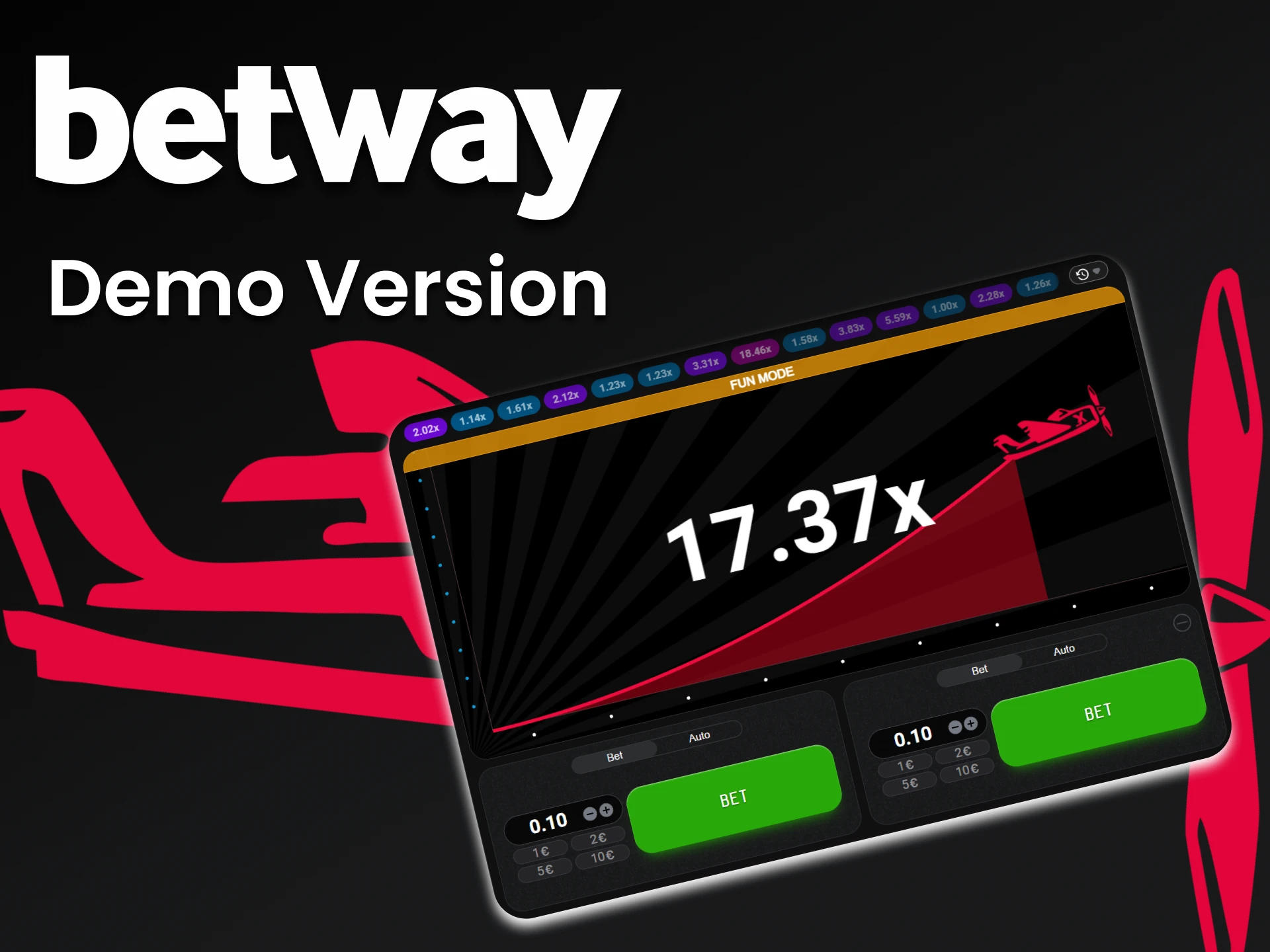 On Betway you can train in the game Aviator in a special version.