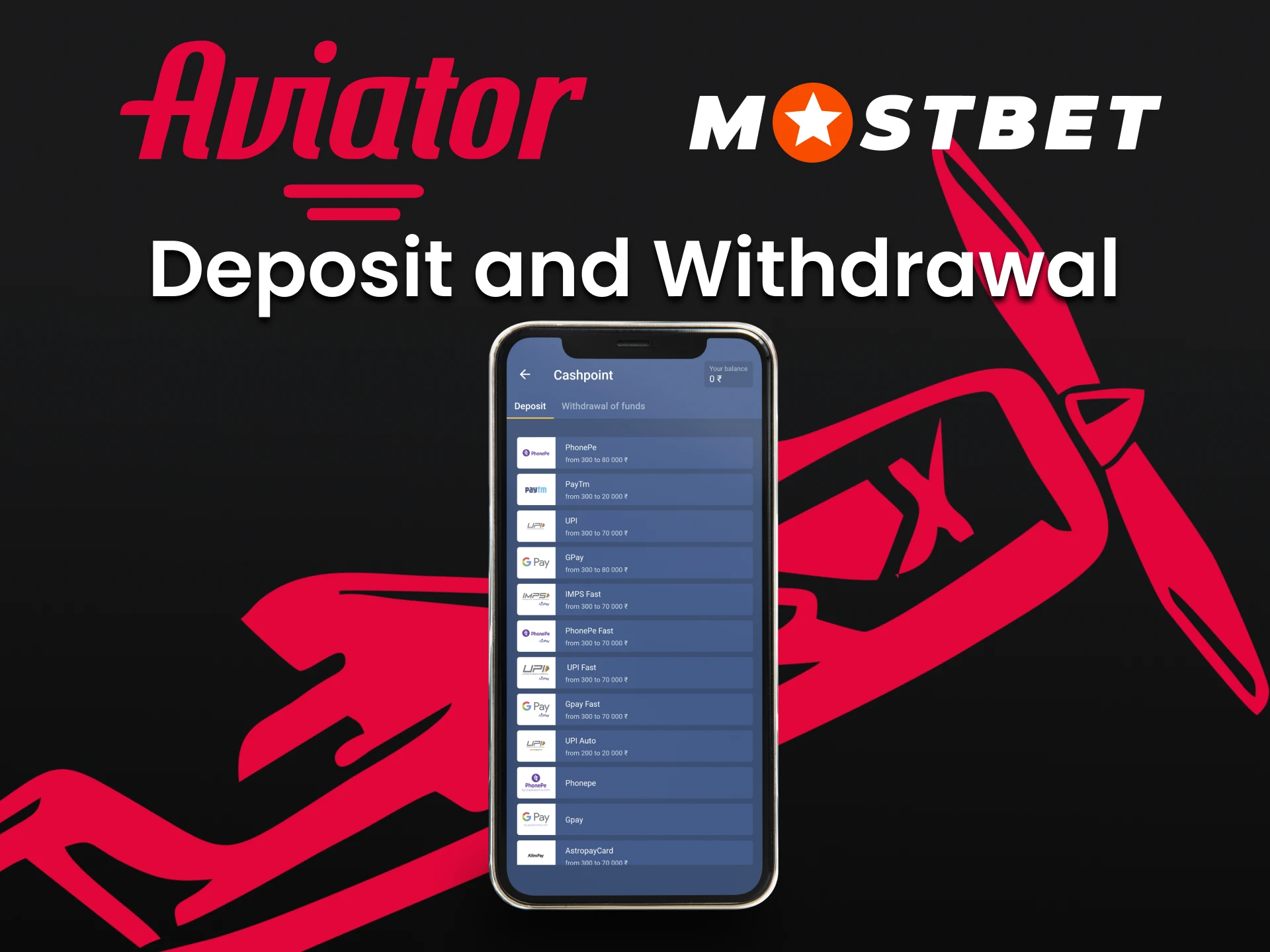 For the game Aviator, there are many ways to deposit and withdraw funds from Mostbet.