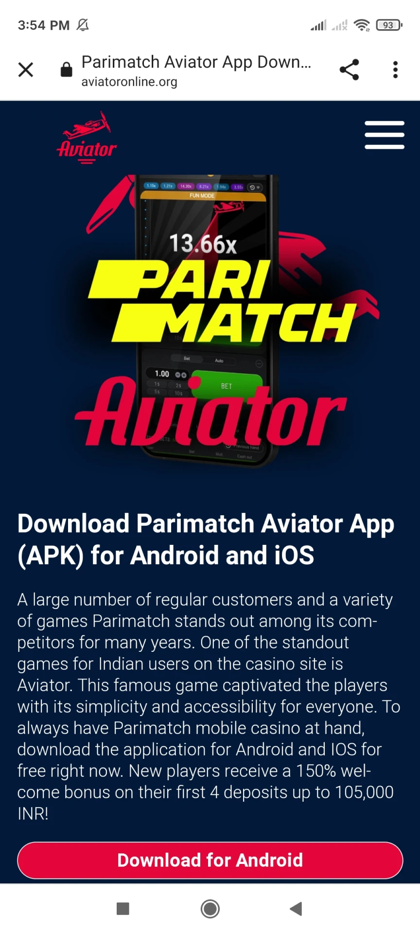 Go to Parimatch to download the application.