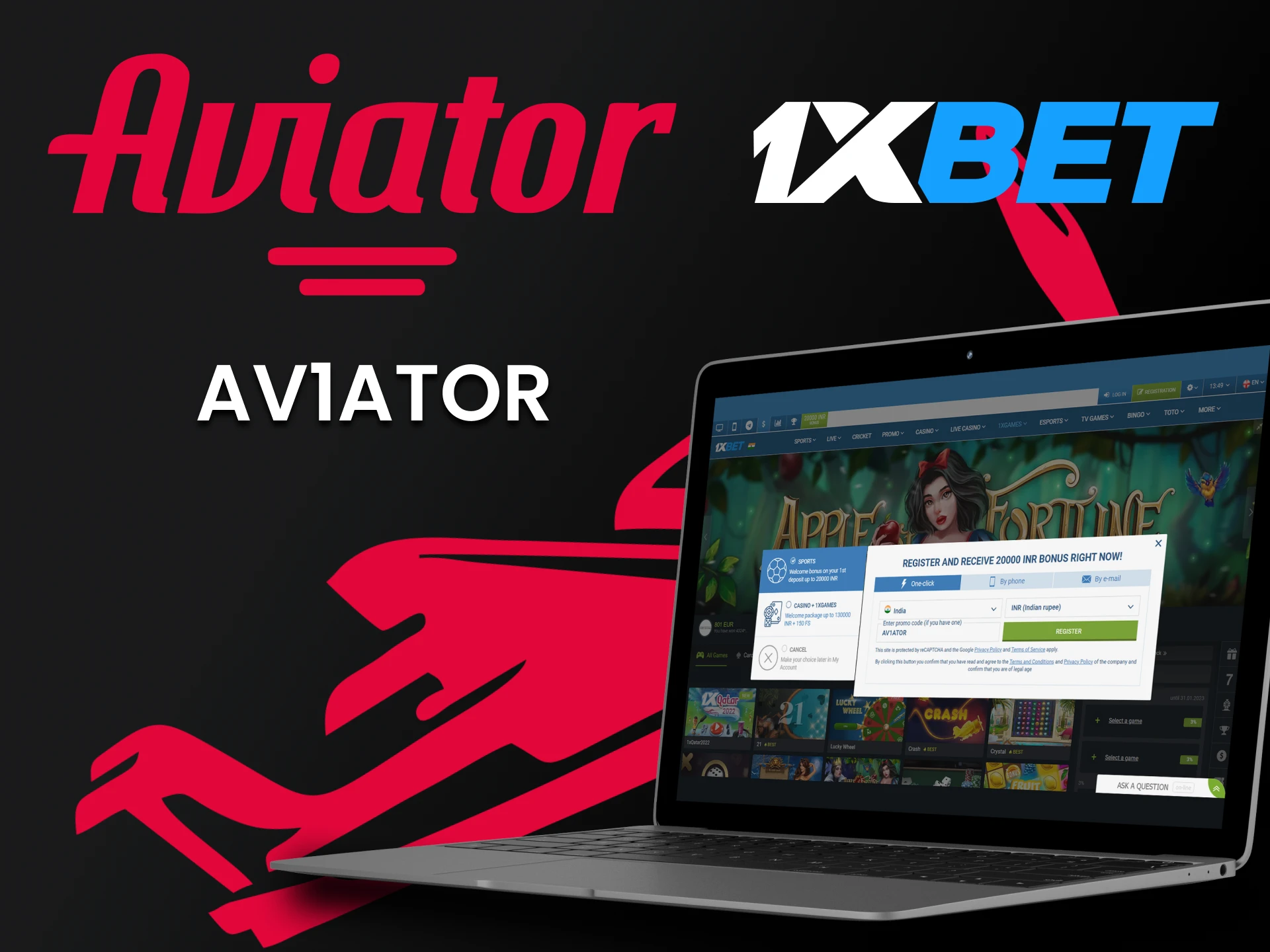 Use the promo code from 1xBet to play Aviator.