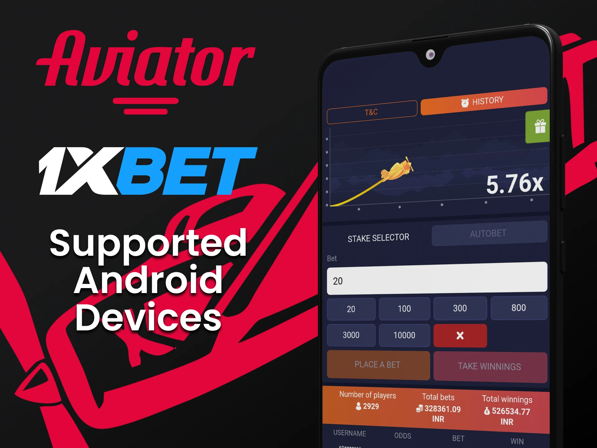 Para jogar Aviator da 1xBet escolha o seu dispositivo Android.