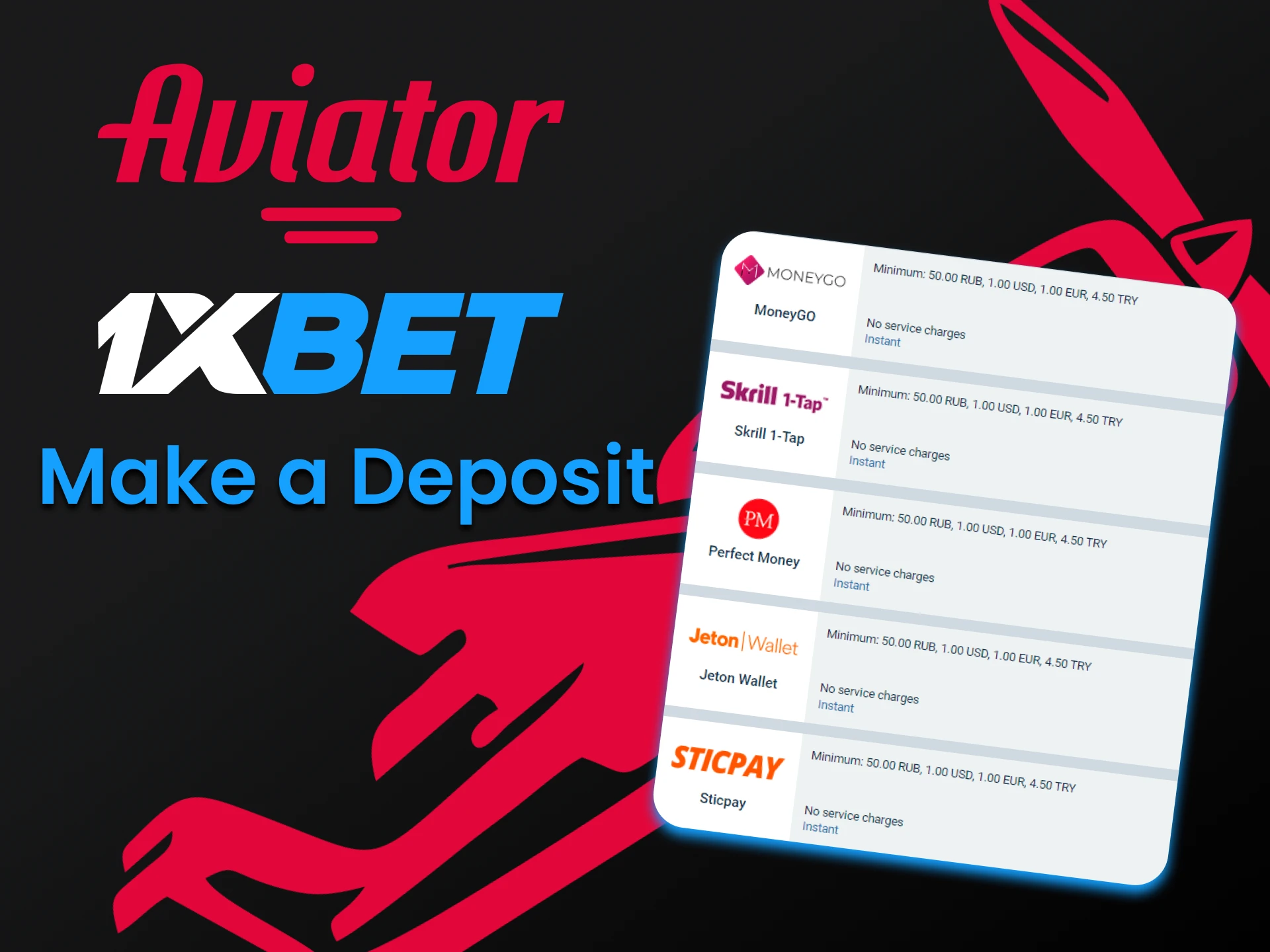 Top up your 1xBet account to play Aviator.