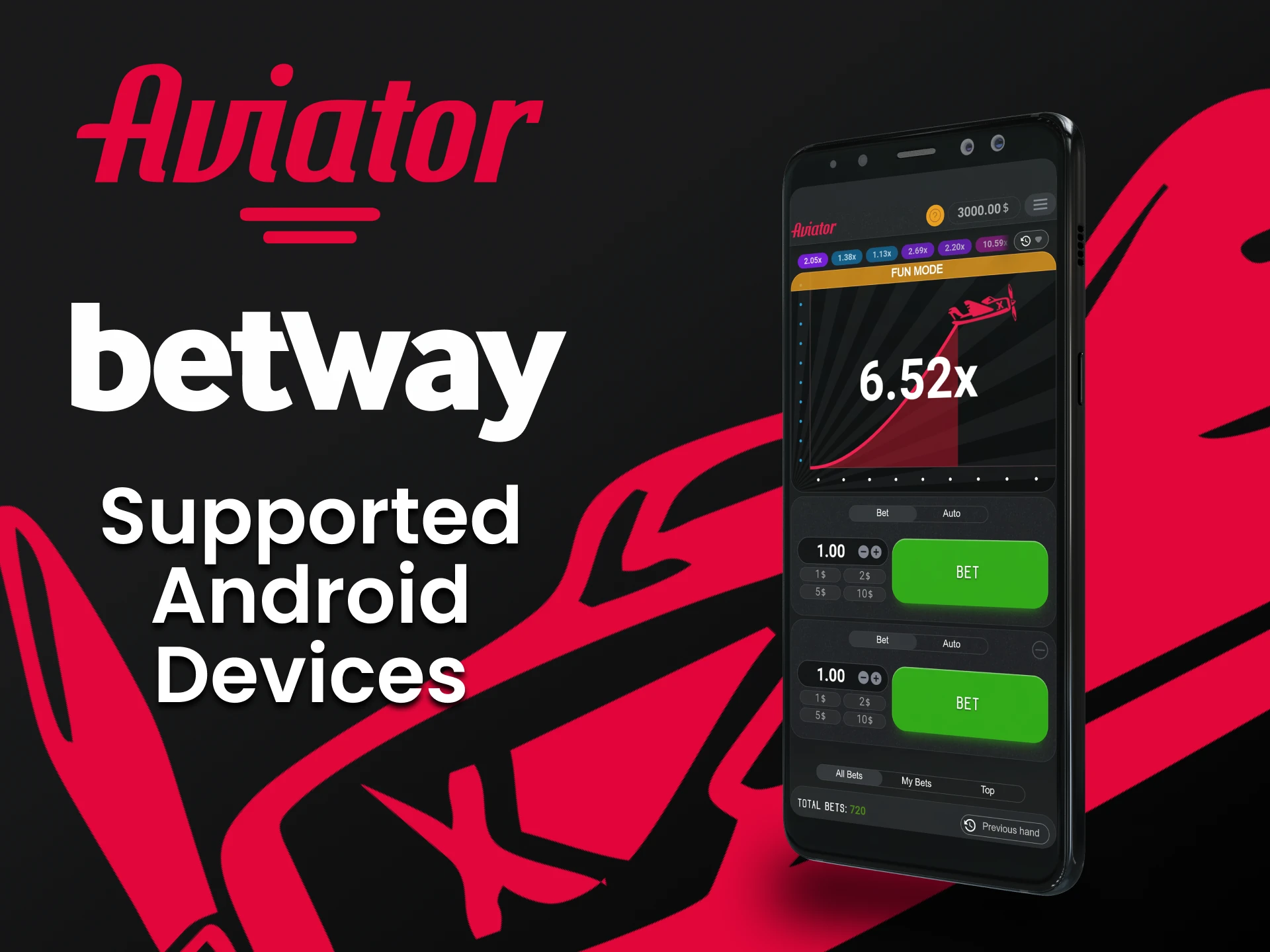 Jogue Aviator através da aplicação Betway no seu dispositivo Android.