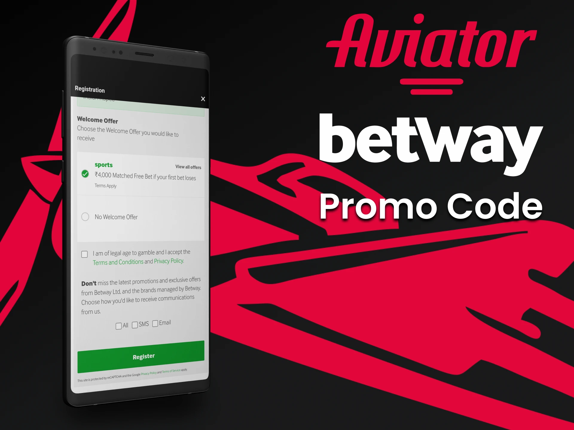 Use o código promocional da Betway.