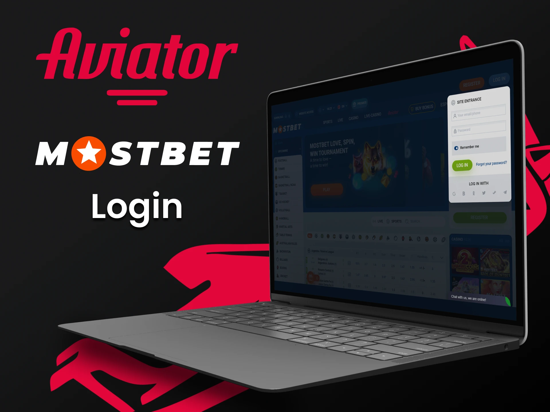 Faça o login em sua conta pessoal para começar a jogar Aviator na Mostbet.