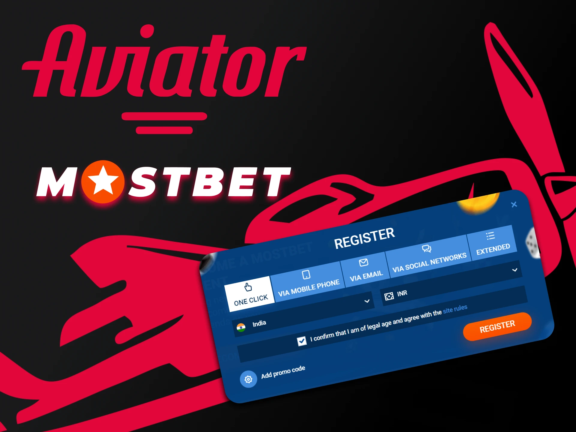 Go through the registration process on Mostbet to play Aviator.