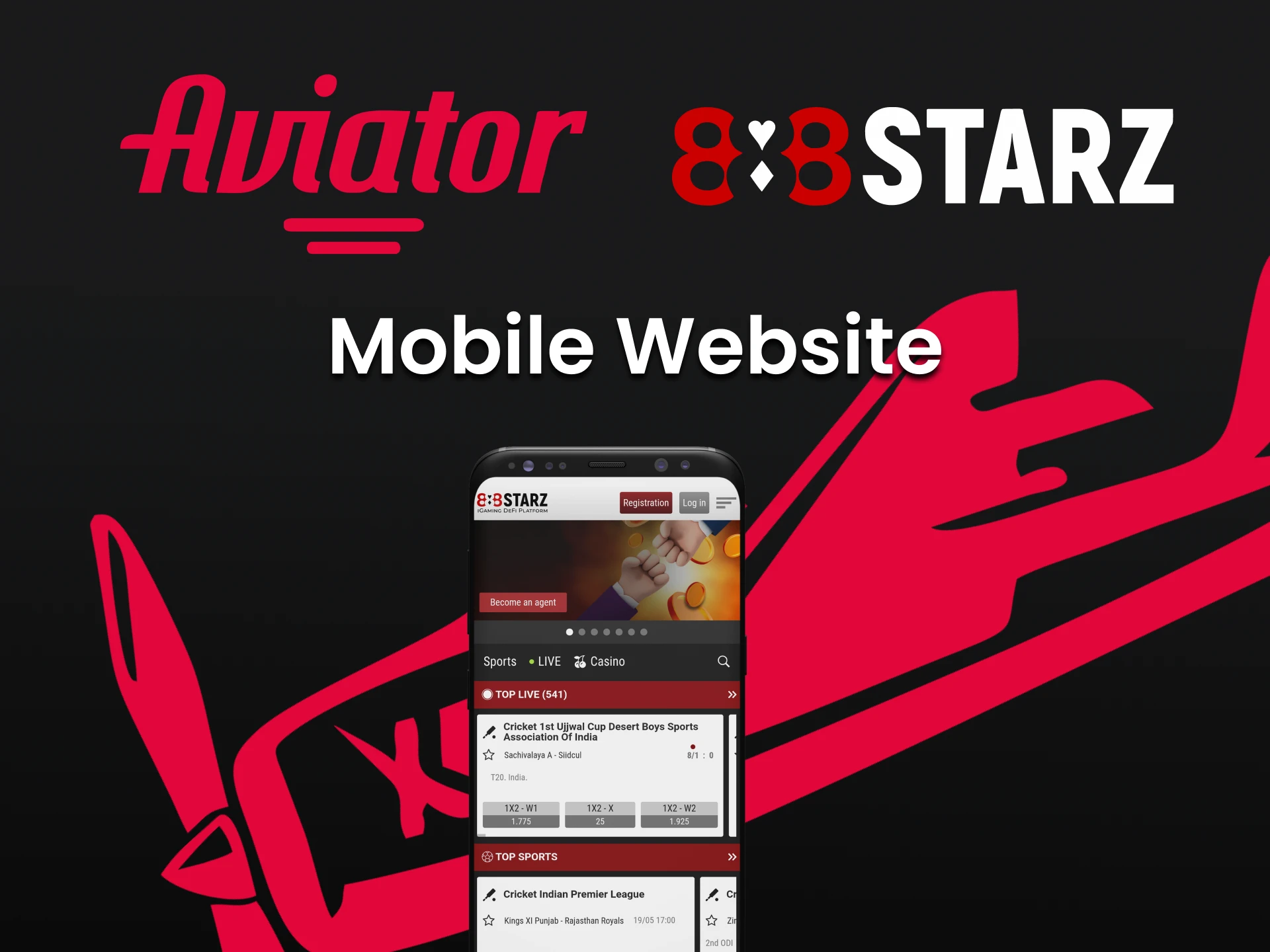 Play Aviator through the mobile version of the 888starz website.