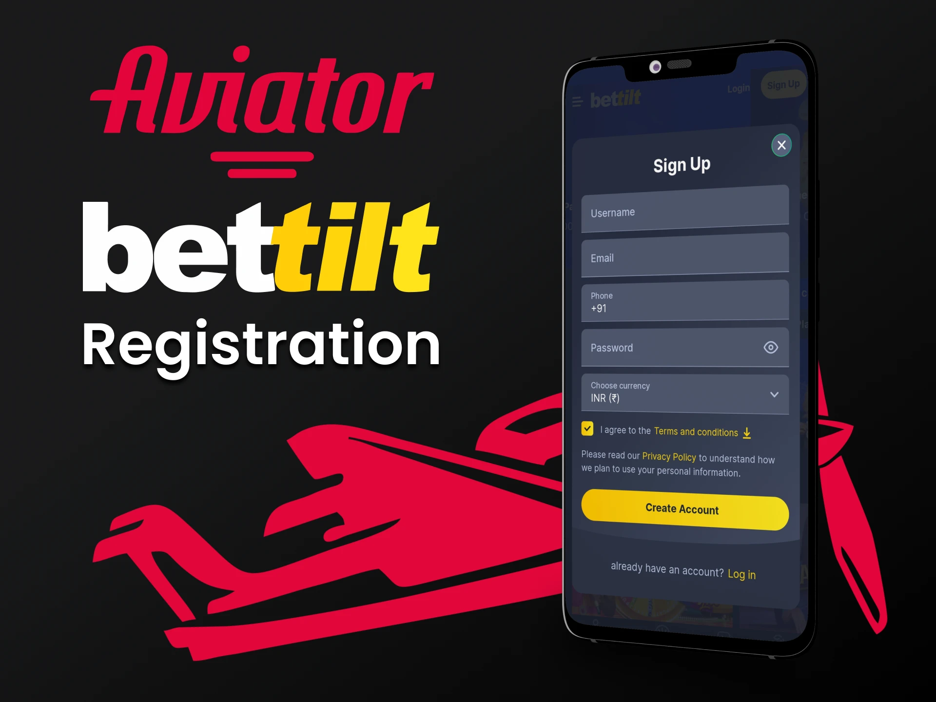 Sign up to the Bettilt app to play Aviator.