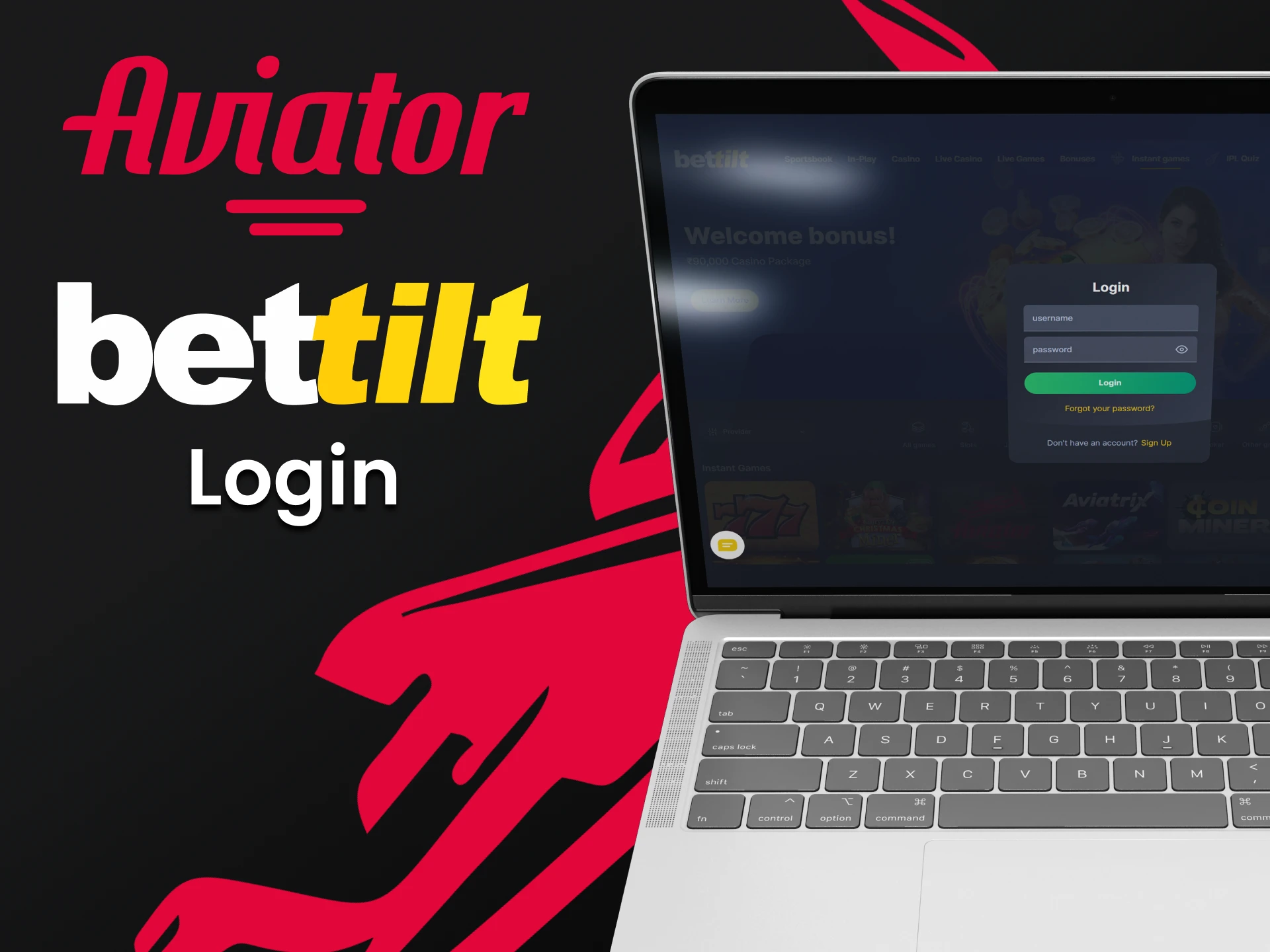 Faça login em sua conta Bettilt e divirta-se jogando Aviator.