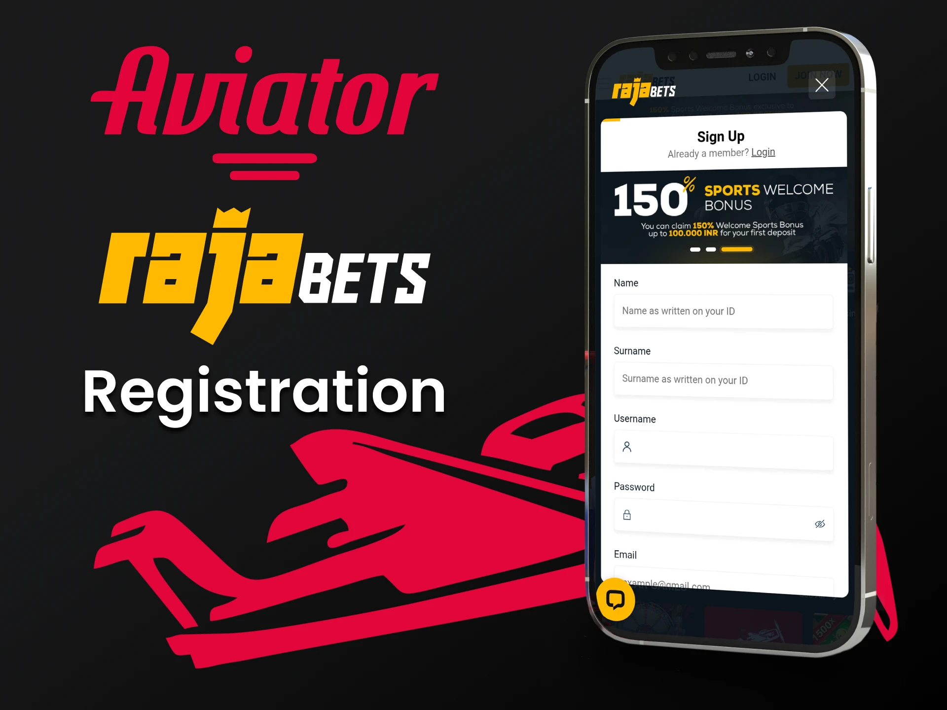 Register in the Rajabets application to play Aviator.