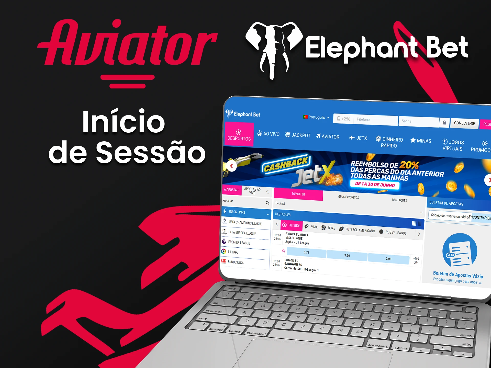 Entre na sua conta Elephantbet para jogar Aviator.