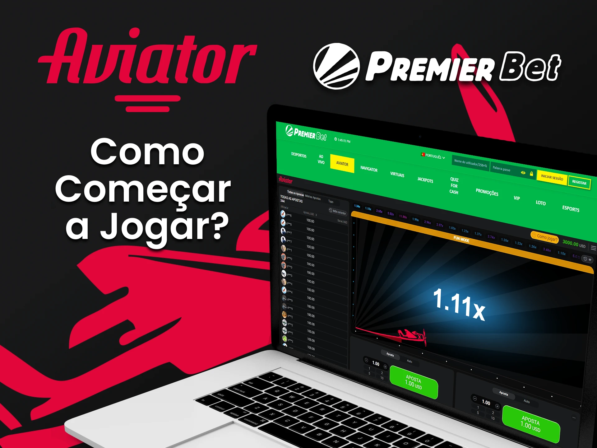 Selecione Aviator nas seções do site da Premierbet.