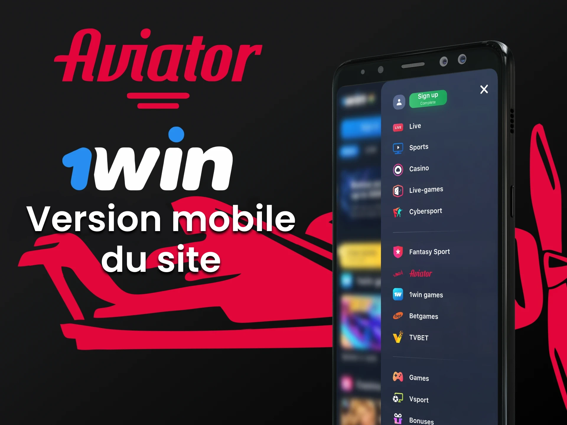 Jouez à Aviator via votre smartphone pour 1Win.