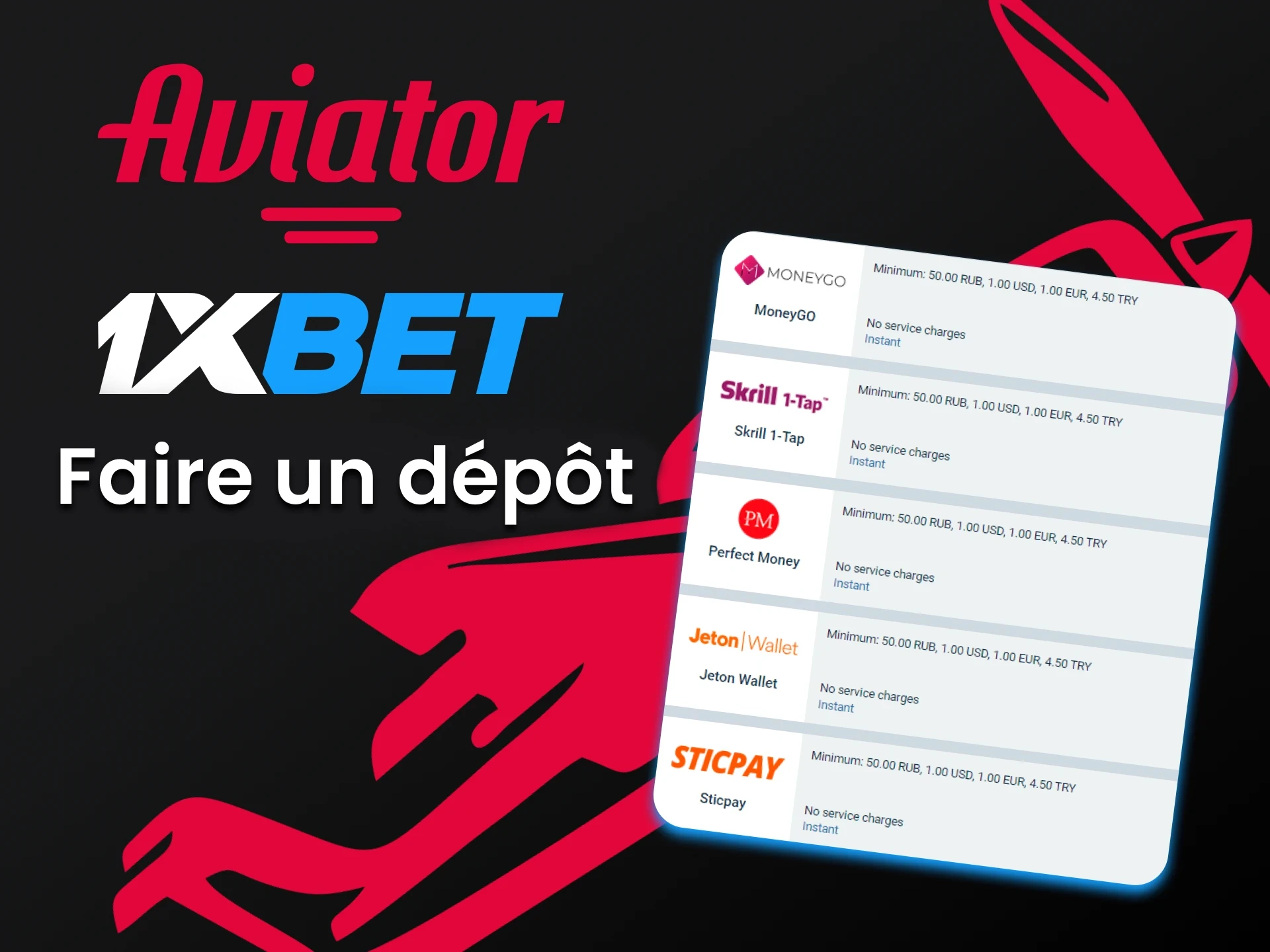 Rechargez votre compte 1xBet pour jouer à Aviator.