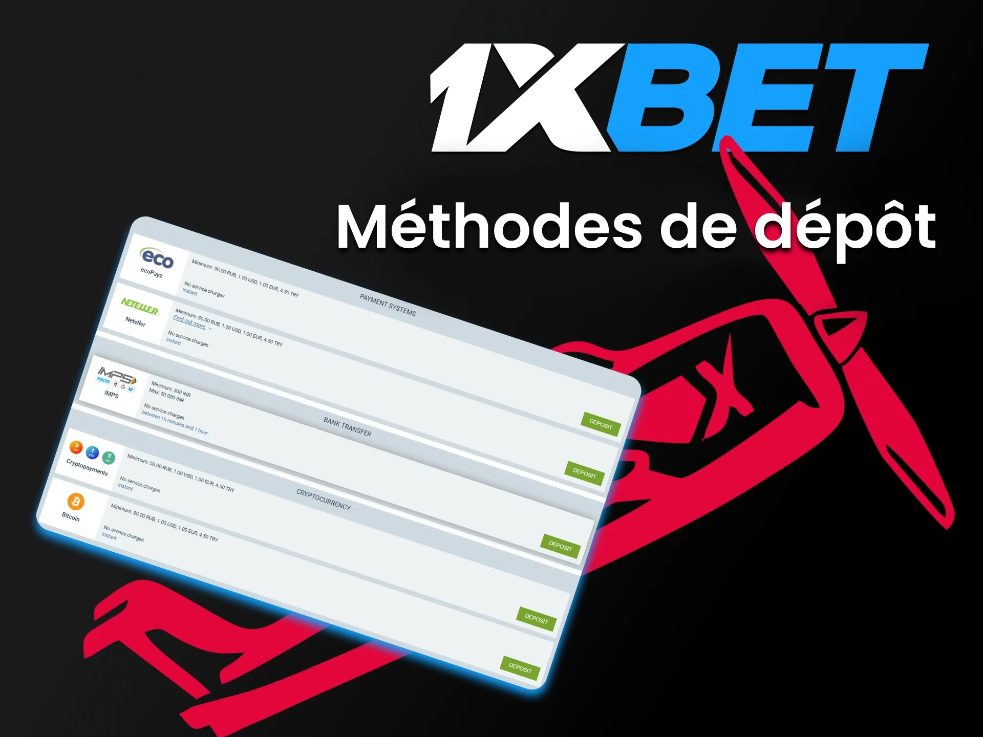 Pour gagner de l'argent réel, vous devez reconstituer vos fonds de manière pratique à partir de 1xBet.