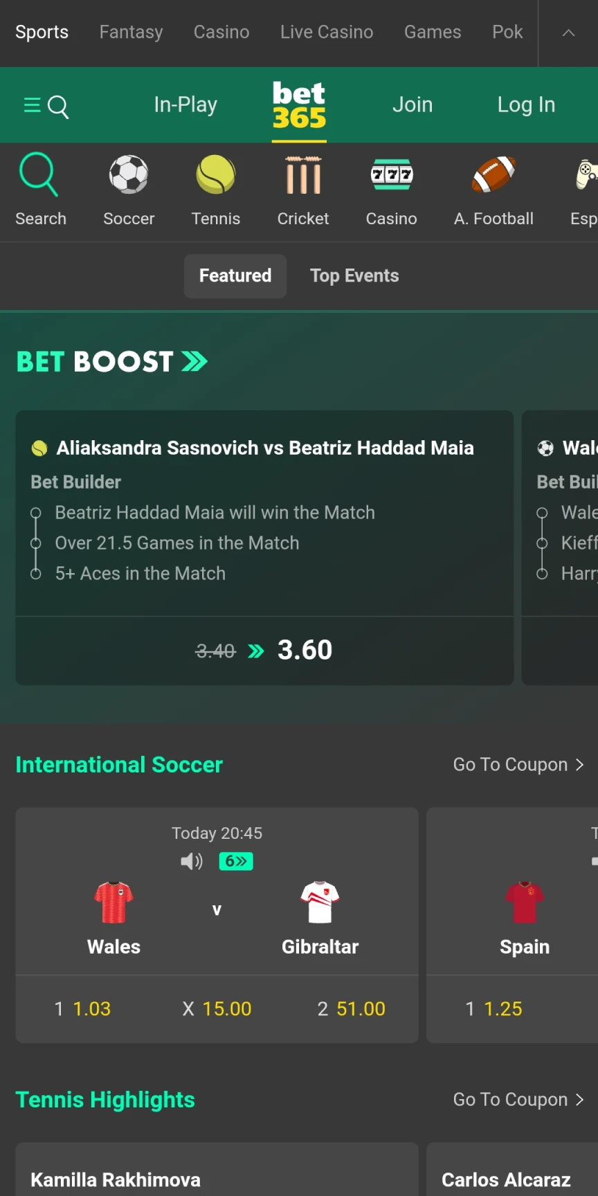 ابحث عن الزر لتنزيل تطبيق Bet365 لنظام iOS.