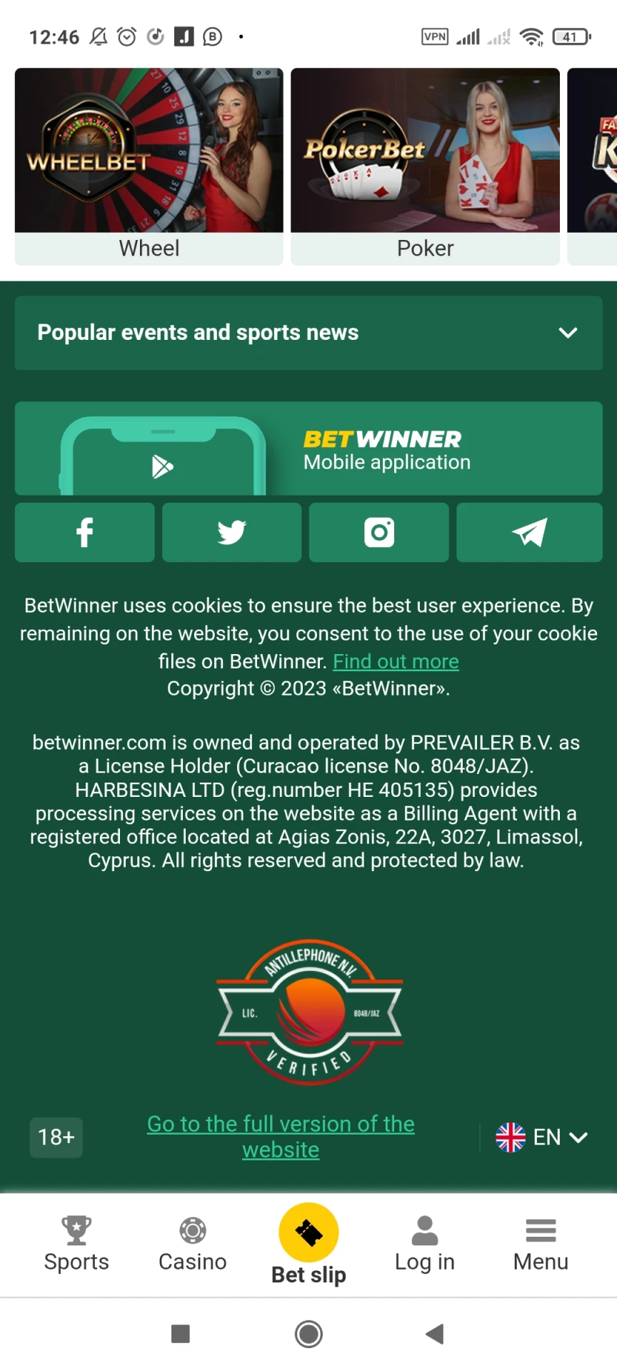 Clique no botão para fazer o download do aplicativo Betwinner para Android.