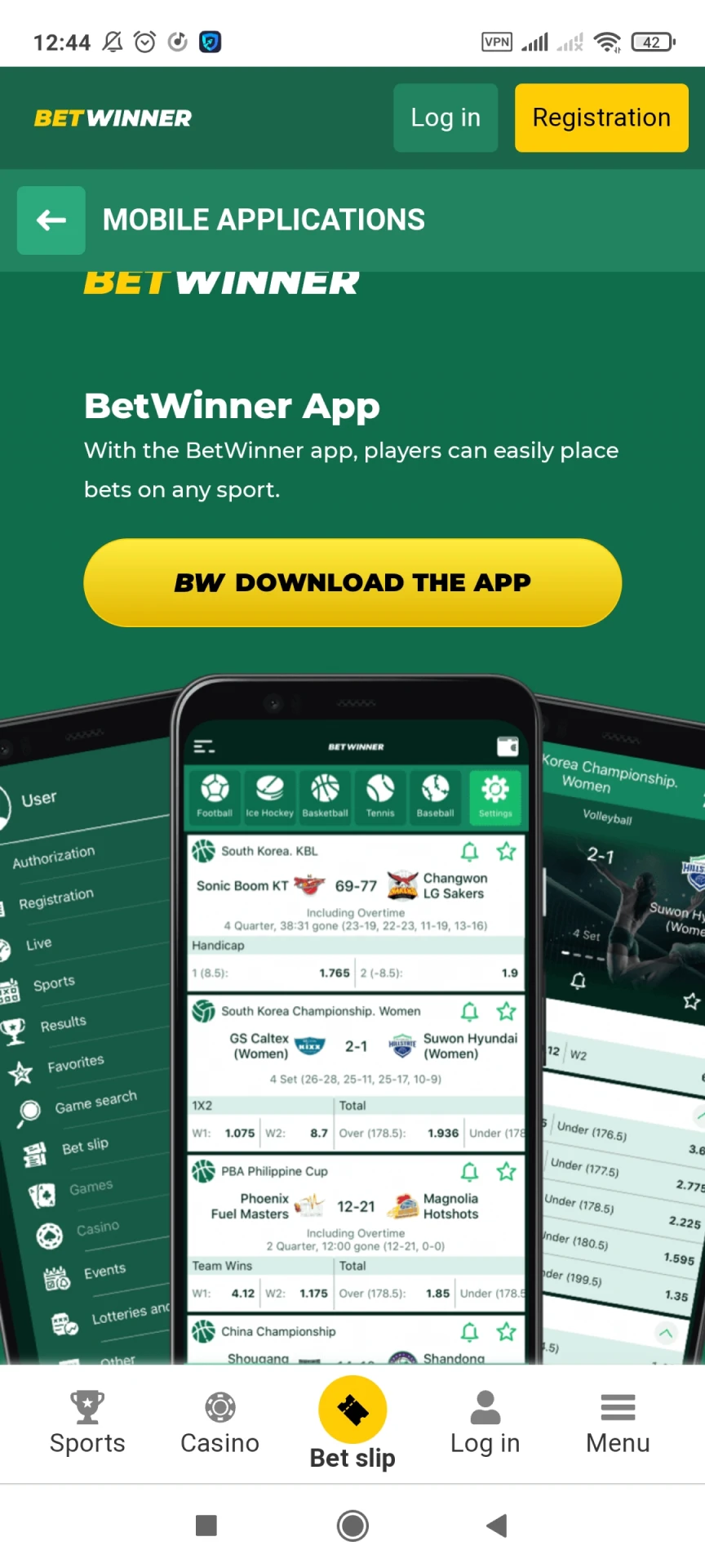 Comece a baixar o aplicativo Betwinner para Android.