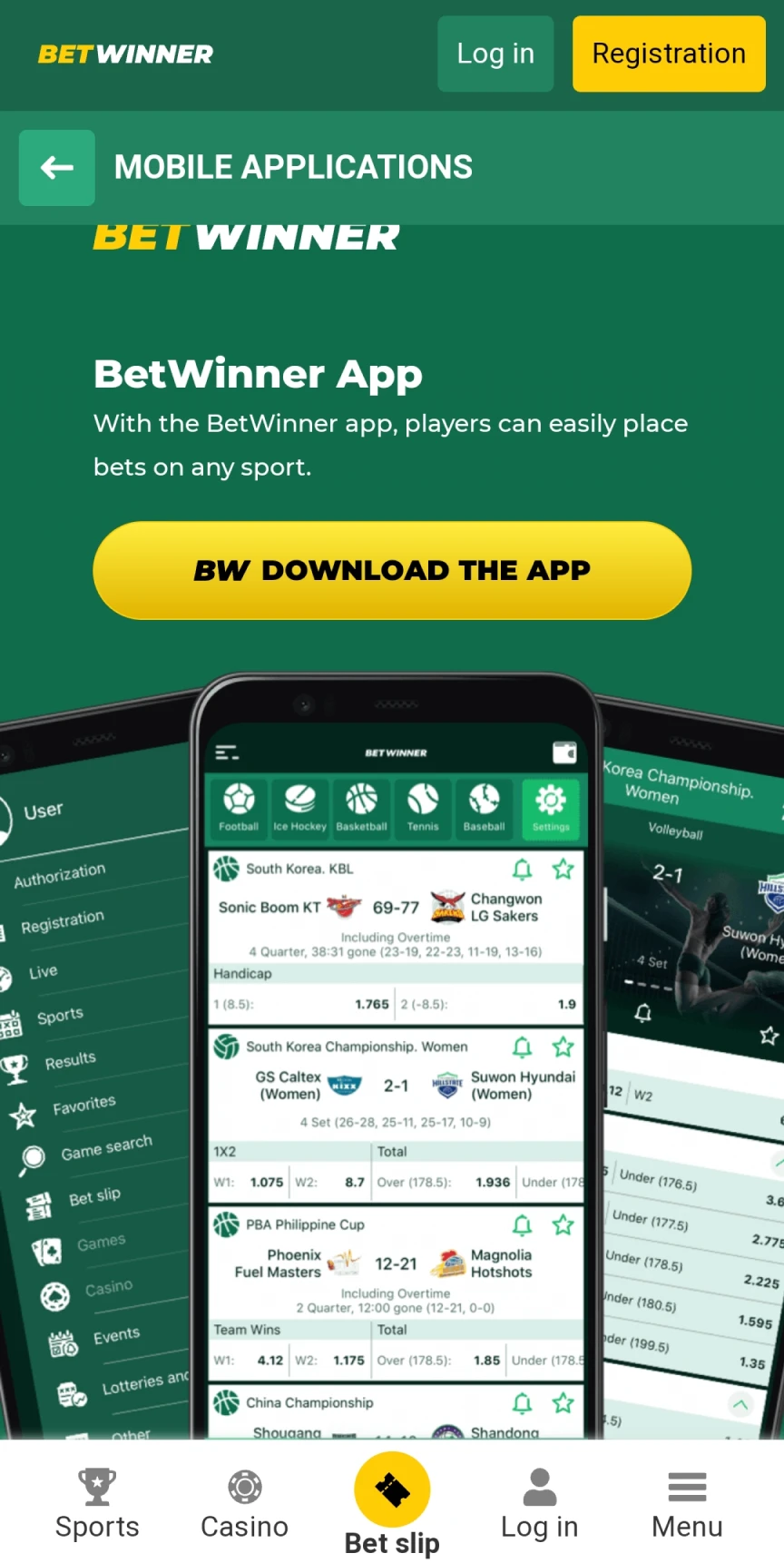 Start downloading the Betwinner app for iOS.