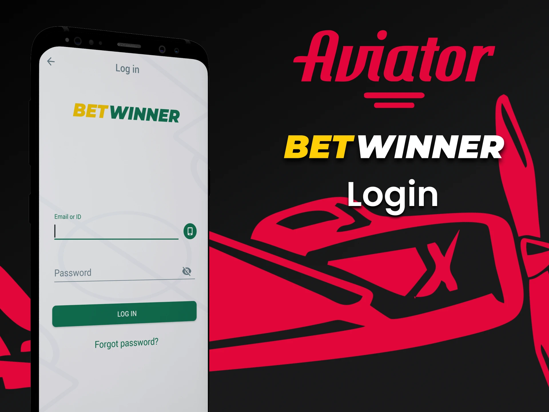 Faça login em sua conta pessoal por meio do aplicativo Betwinner para jogar no Aviator.