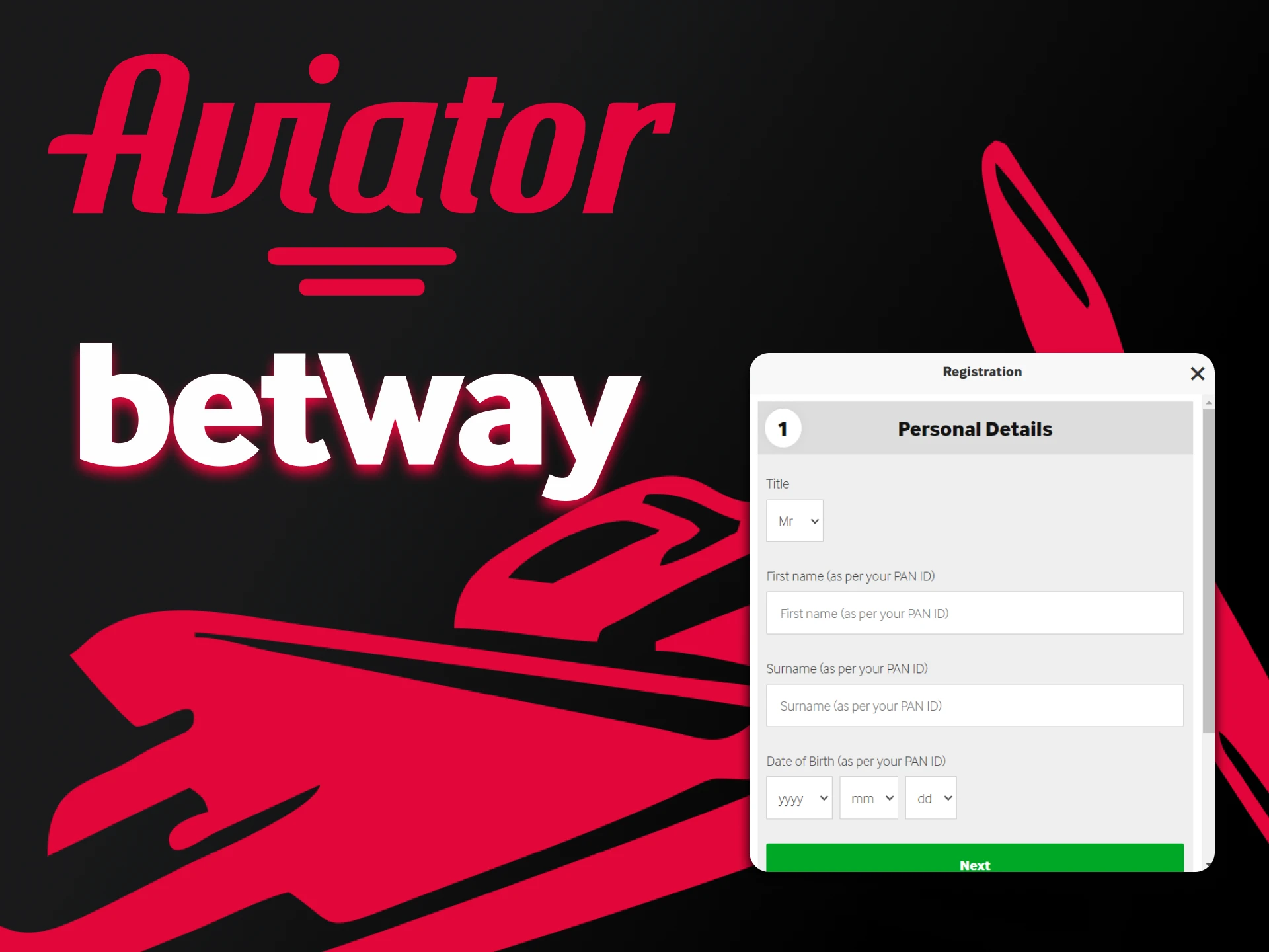 Com a Betway, jogue no Aviator após um simples registro.