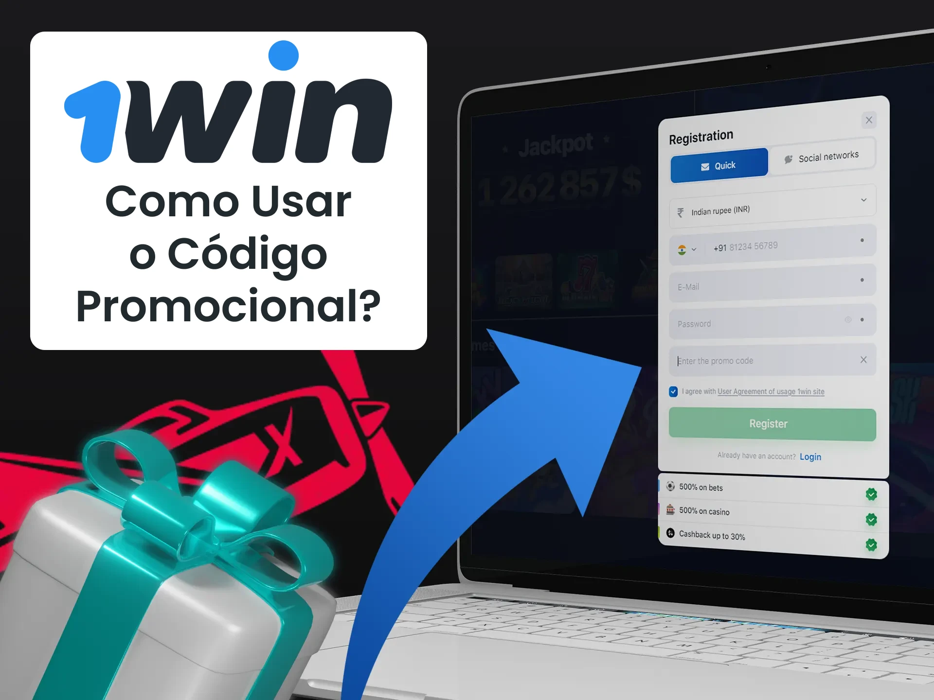 É fácil usar o código promocional especial da 1win.