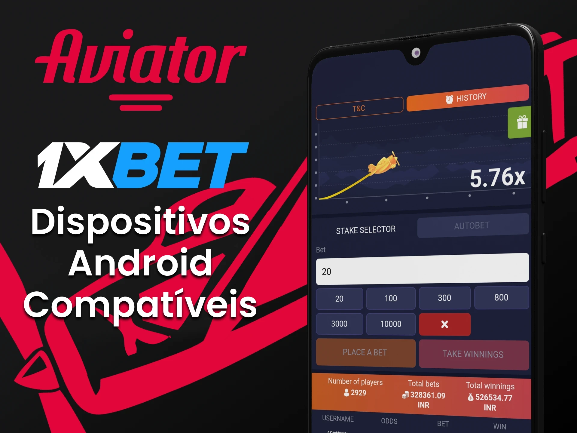 Para jogar Aviator da 1xBet, escolha seu dispositivo Android.