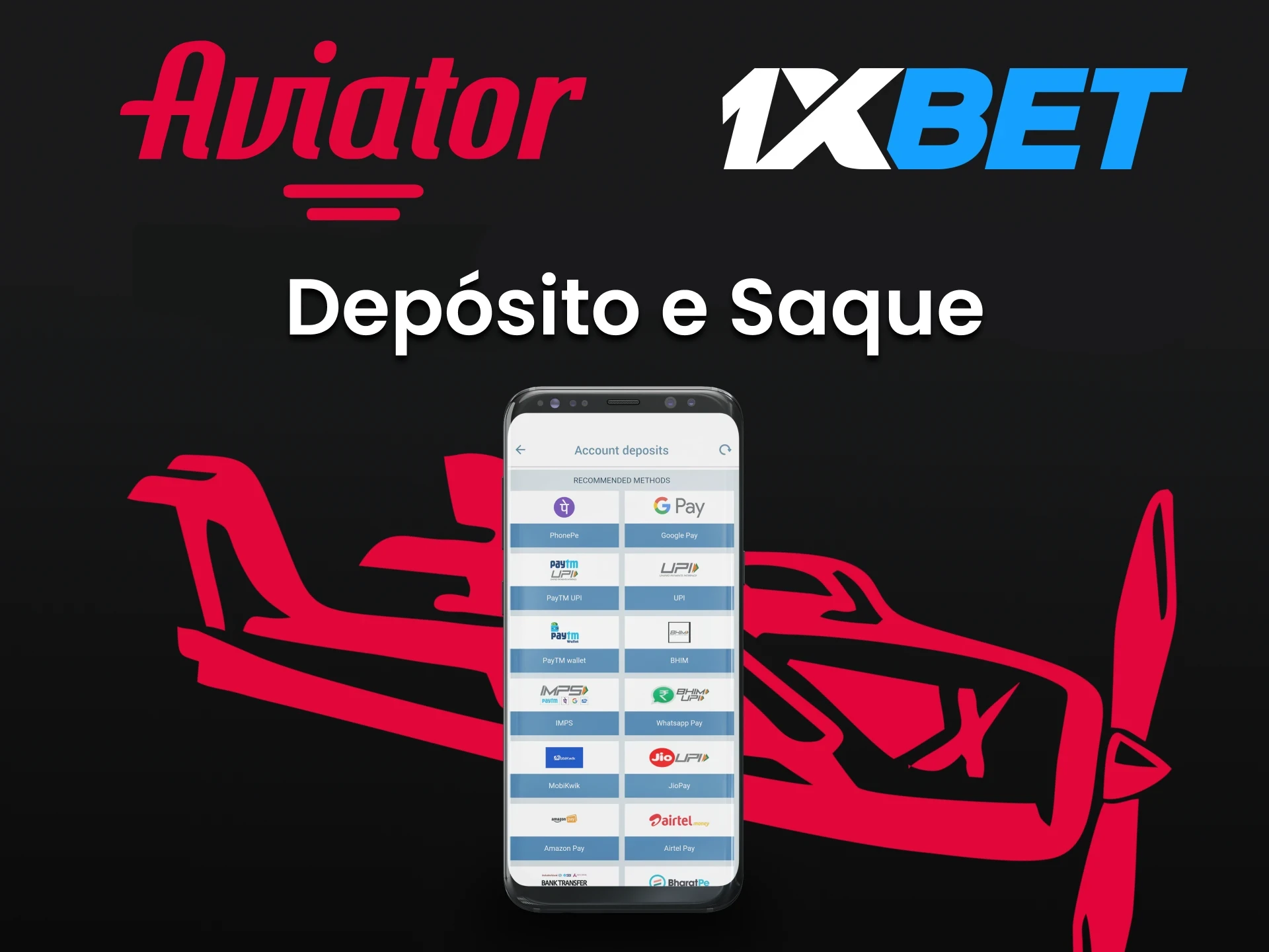 Adicione fundos à sua conta e jogue no Aviator com 1xBet.