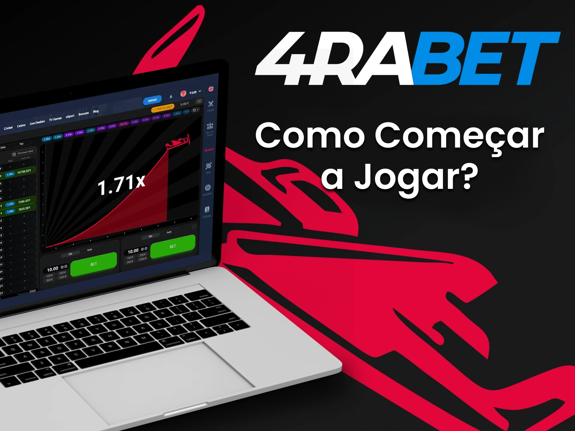 Siga os passos simples para começar a jogar Aviator no 4rabet.