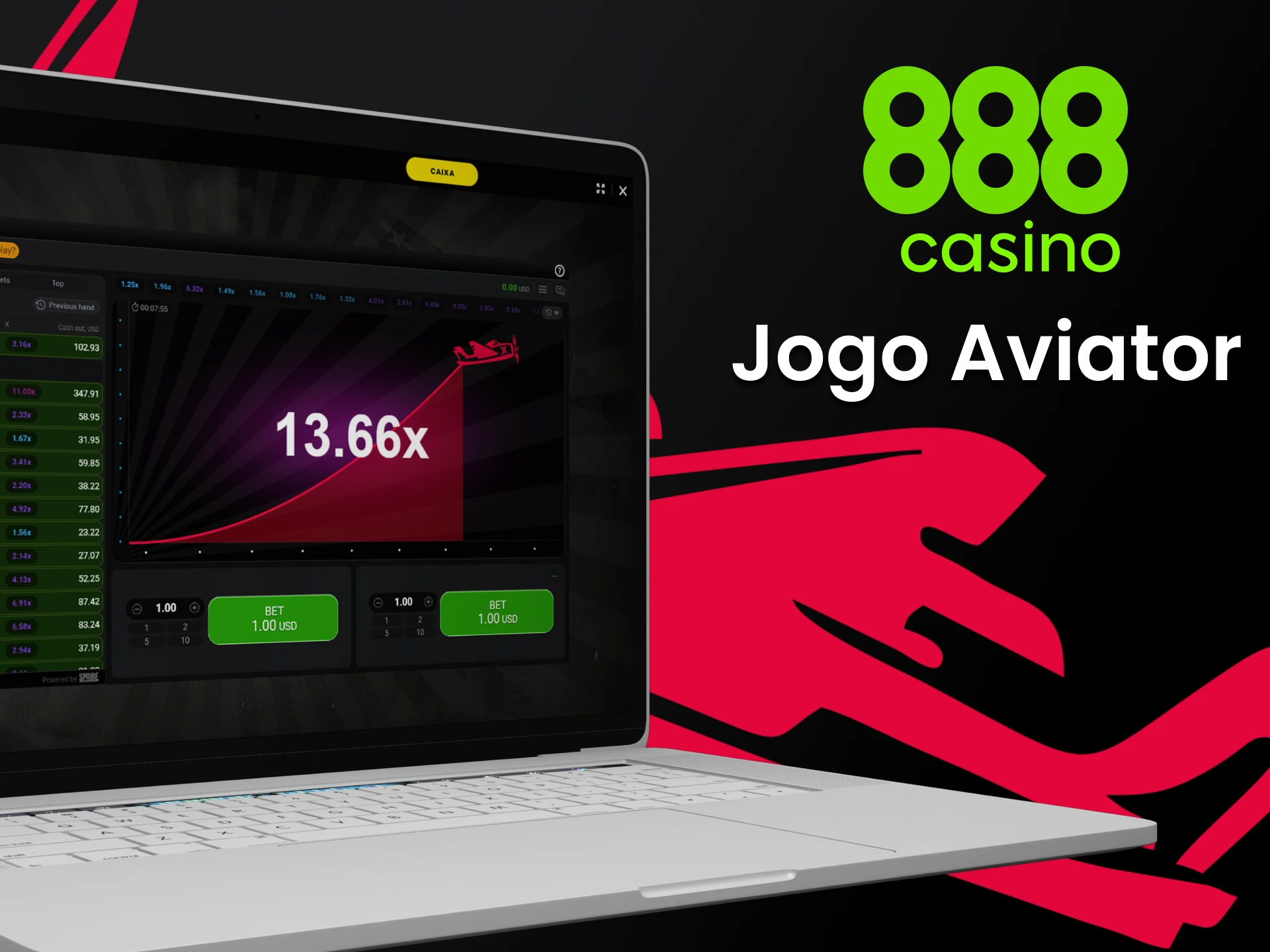 Saiba mais sobre o jogo Aviator no 888 casino.