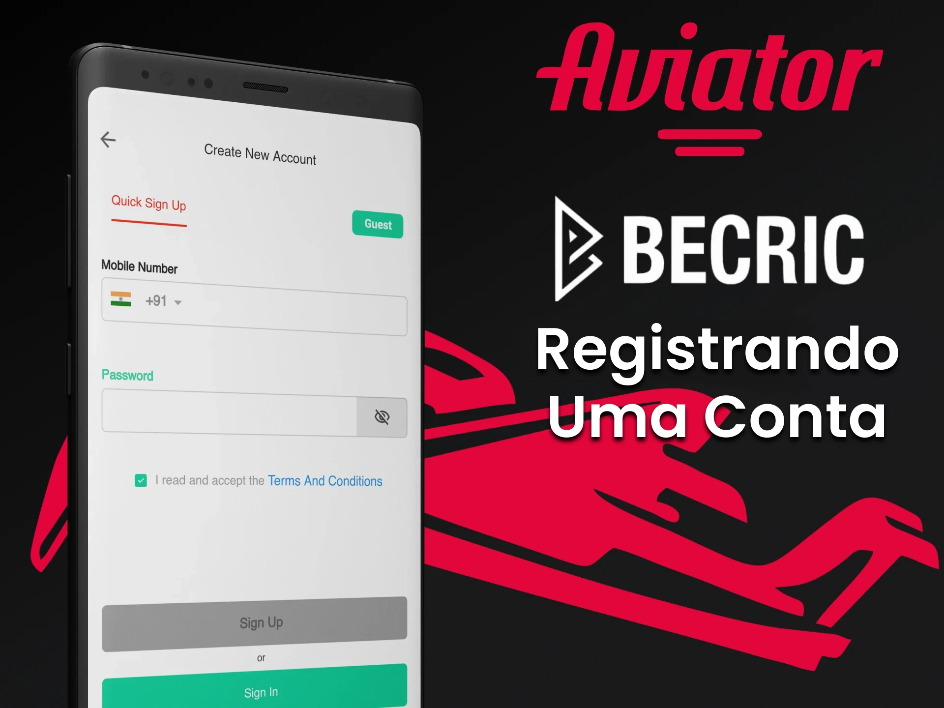 Para começar a jogar Aviator, você precisa criar uma conta na Becric.