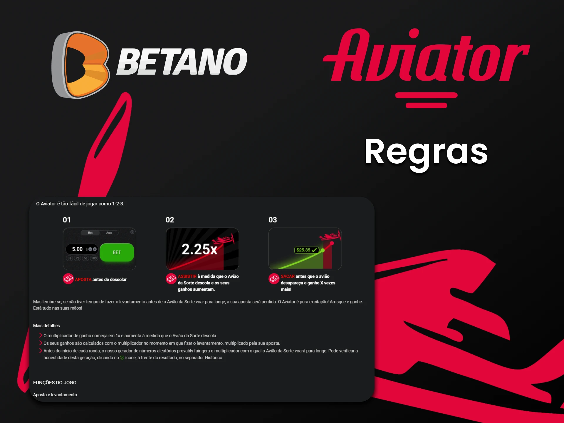 Aprenda as regras do jogo Aviator no Betano.