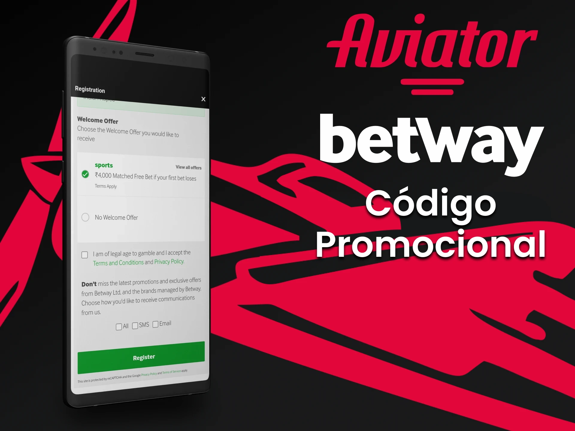 Use o código promocional da Betway.