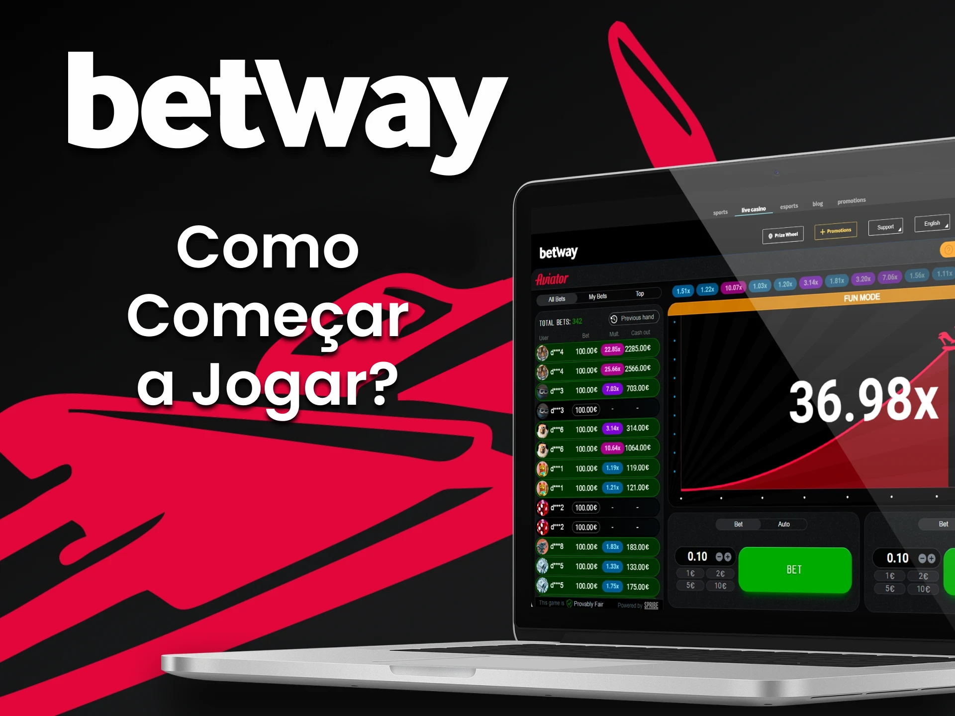 Vá para a Betway e comece a jogar Aviator.