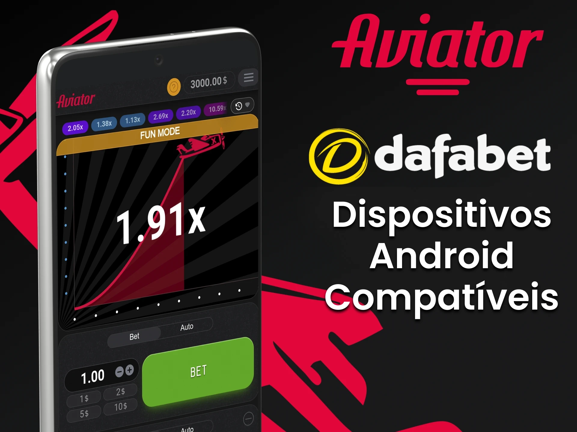 Jogue Aviator na Dafabet através do seu dispositivo Android.