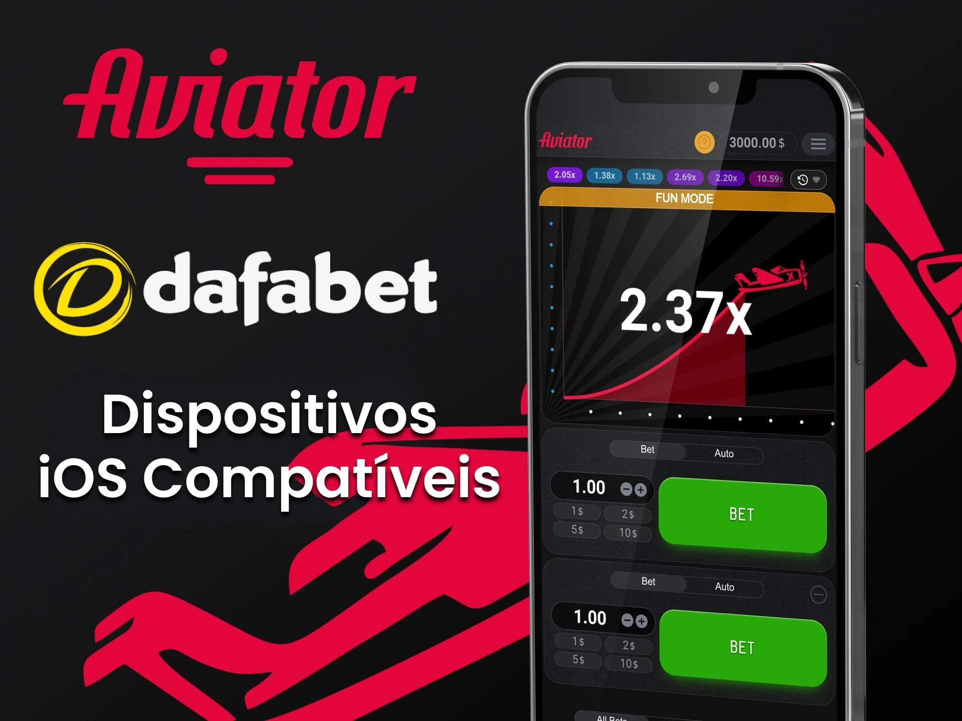 Jogue Aviator na Dafabet através de seu dispositivo iOS.