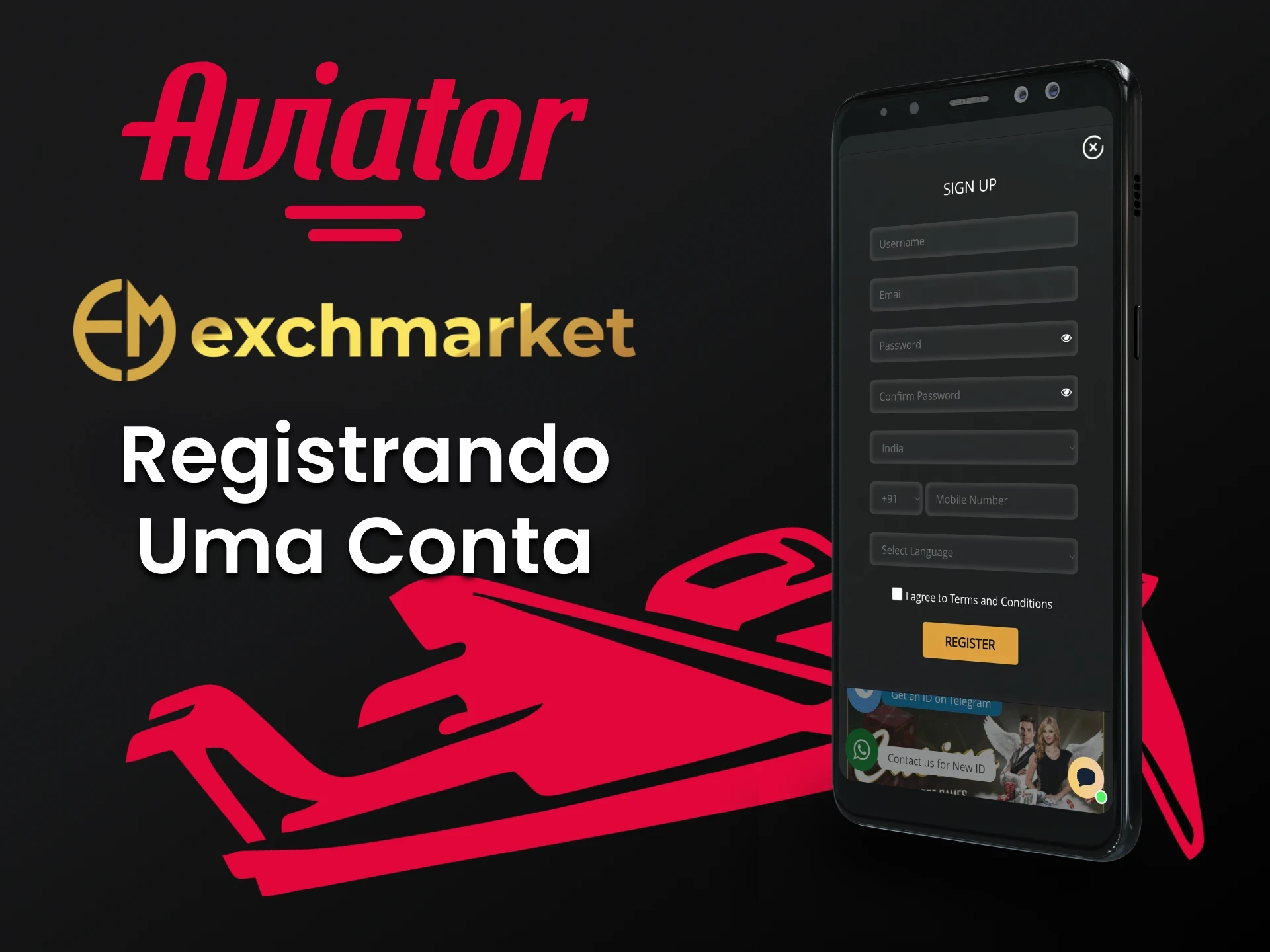 Crie uma conta no Exhcmarket para jogar Aviator.