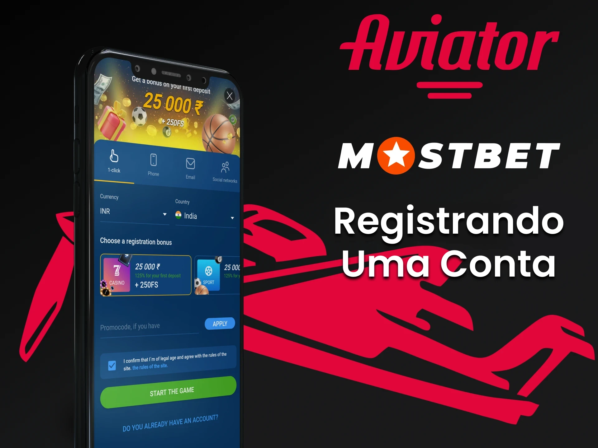 Para começar a jogar Aviator na Mostbet, crie uma conta.