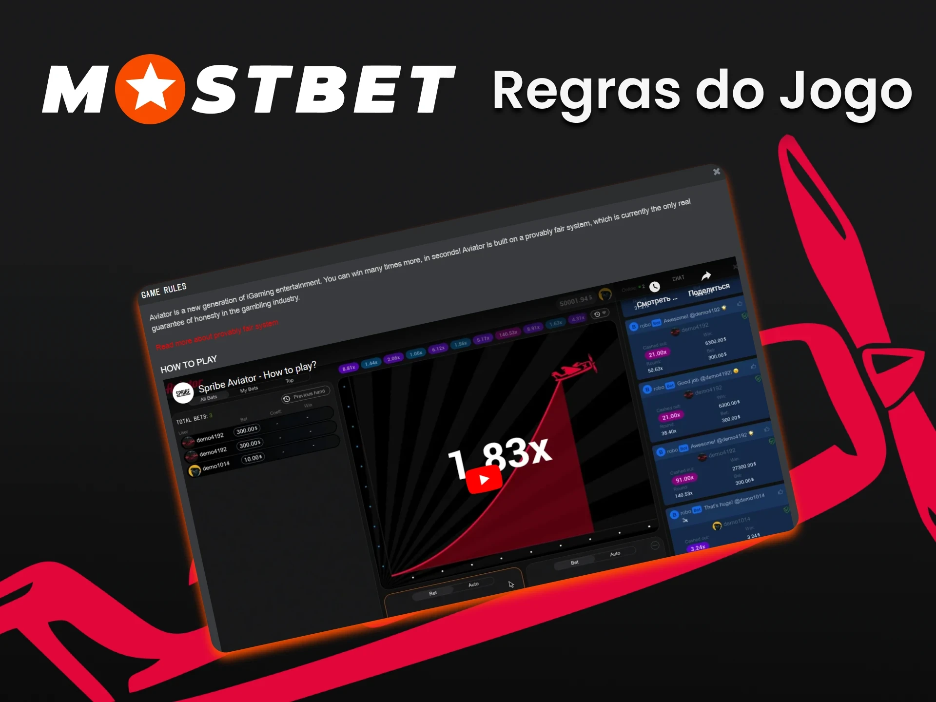 Siga as regras do jogo Aviator da Mostbet.