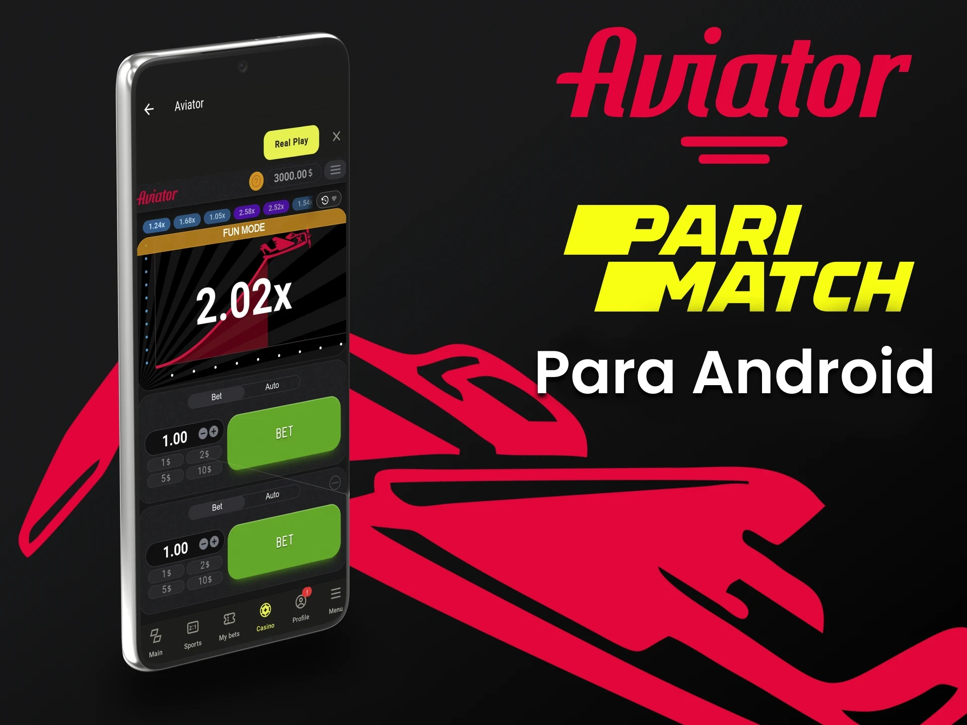 Jogue Aviator da Parimatch em seu dispositivo Android.