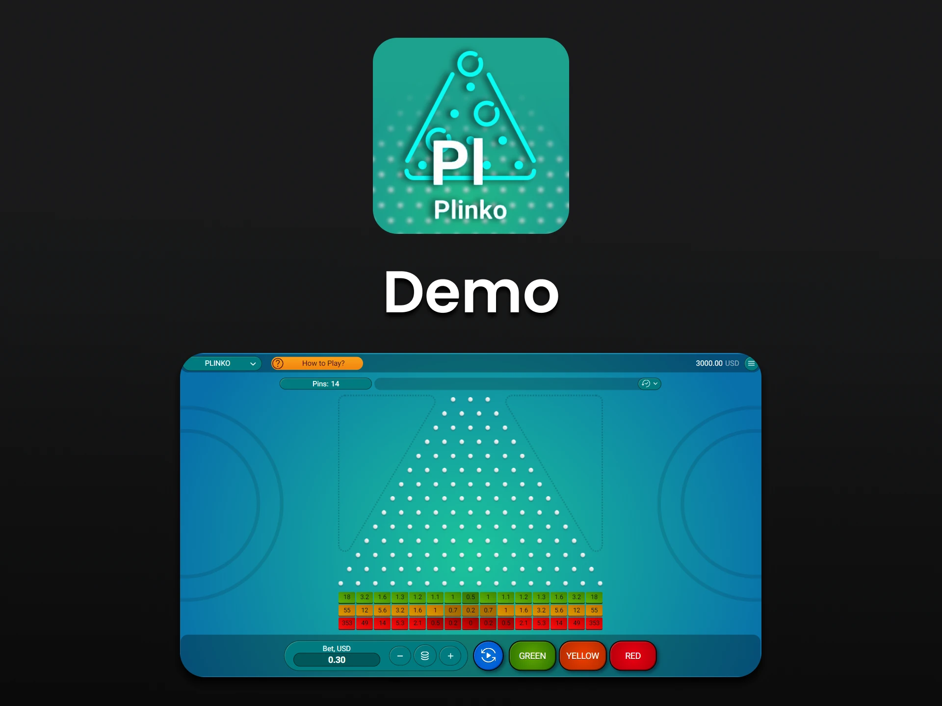 Practice in the demo version of the Plinko game.