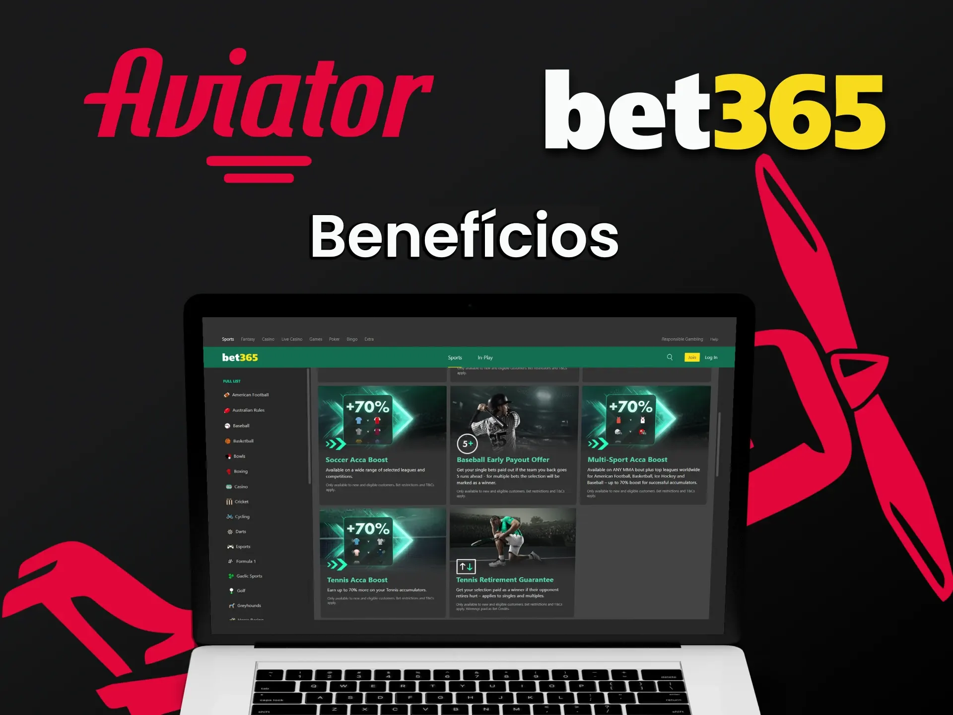 A Bet365 tem muitas vantagens para os jogadores do Aviator.