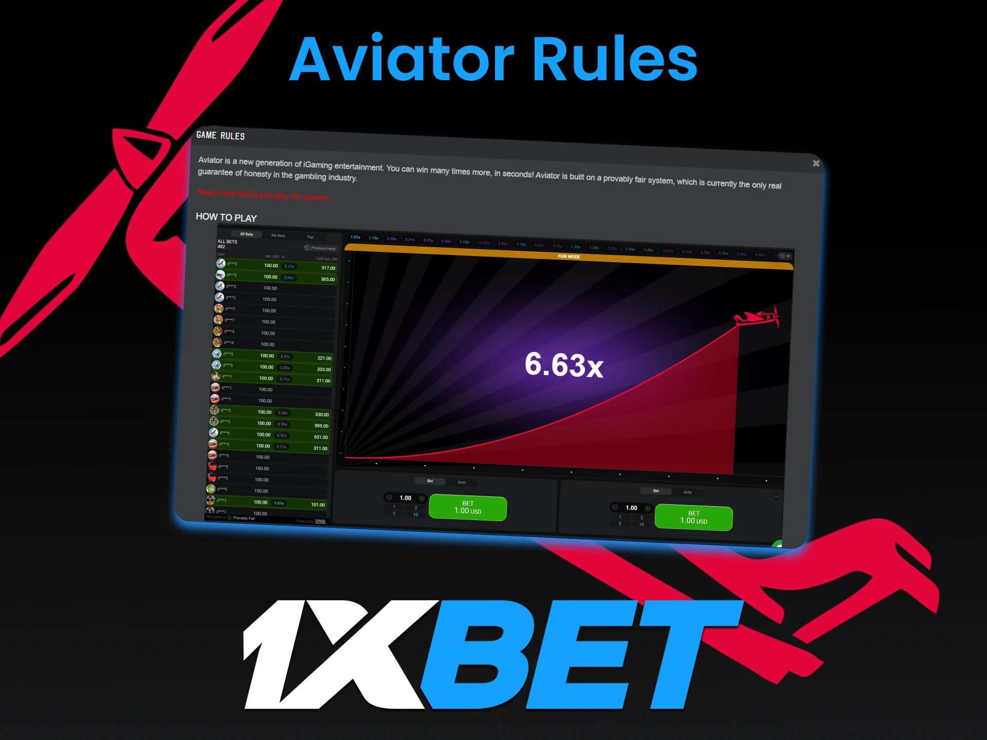 To win, learn the rules of the game in Aviator from 1xbet.