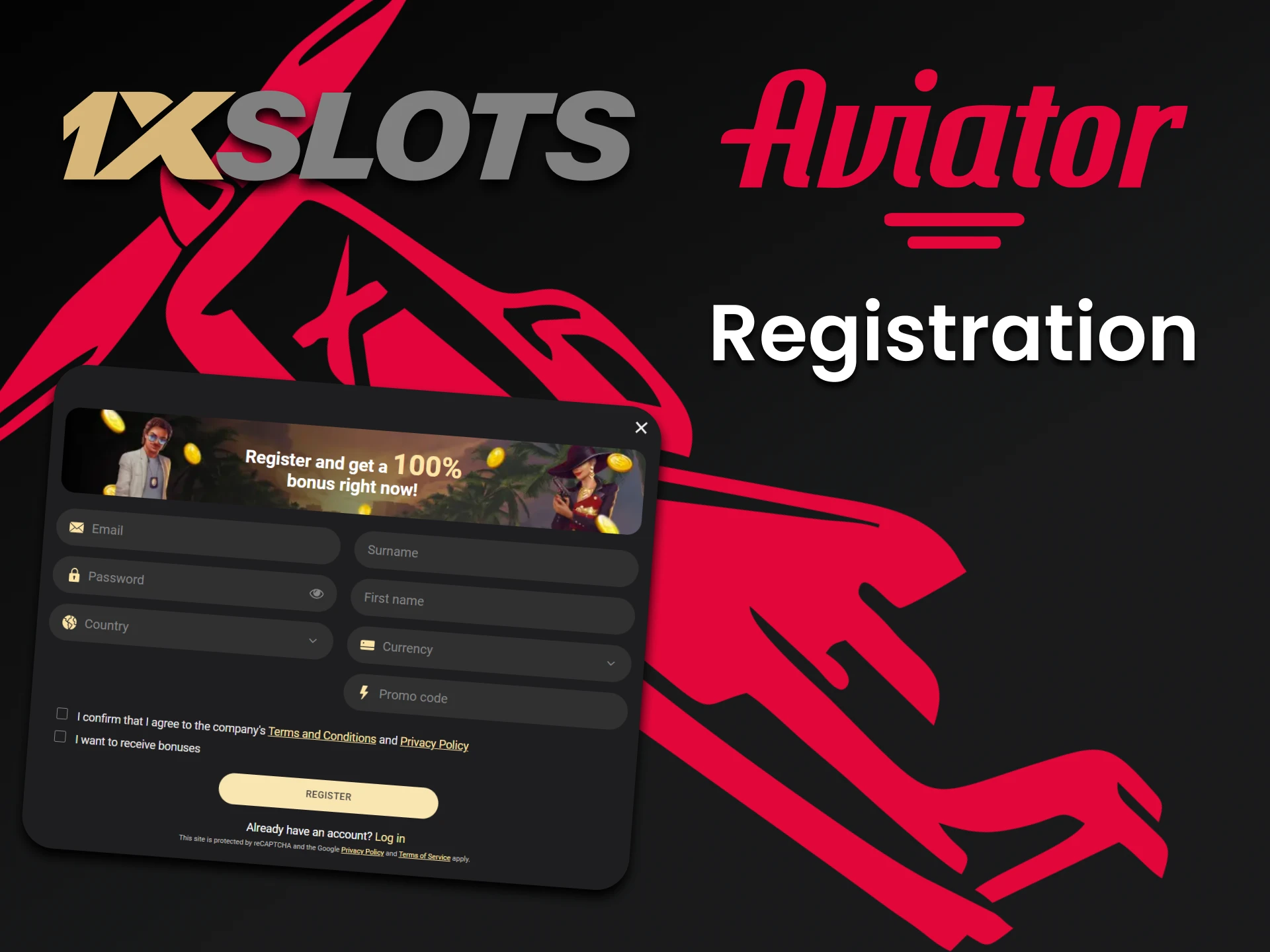 Go through the registration process at 1xslots to play Aviator.