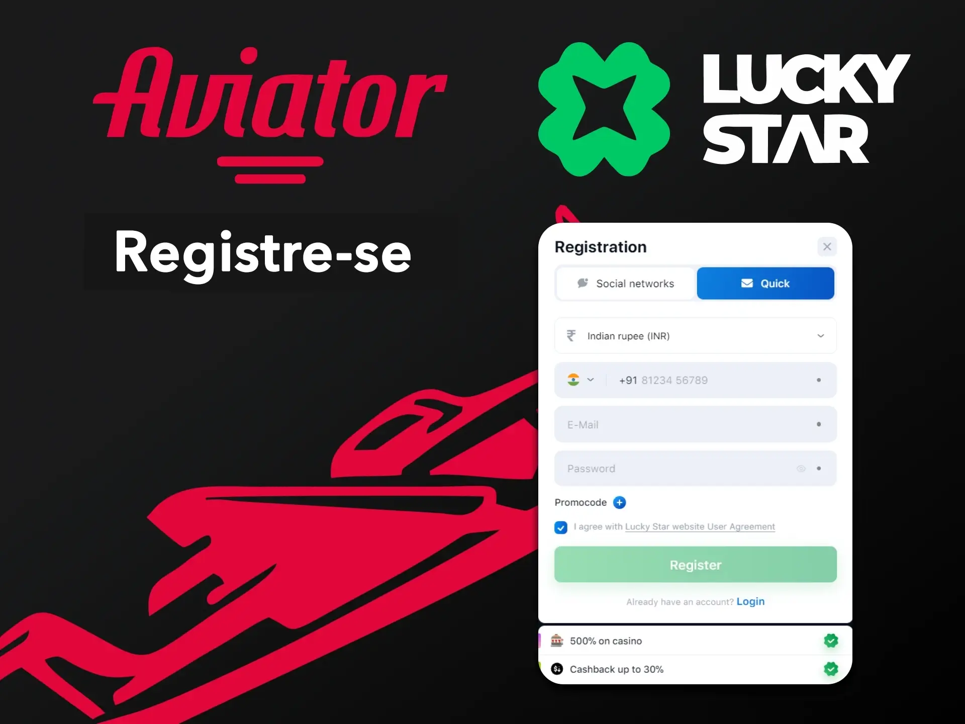 Registre-se para jogar Aviator no Lucky Star.