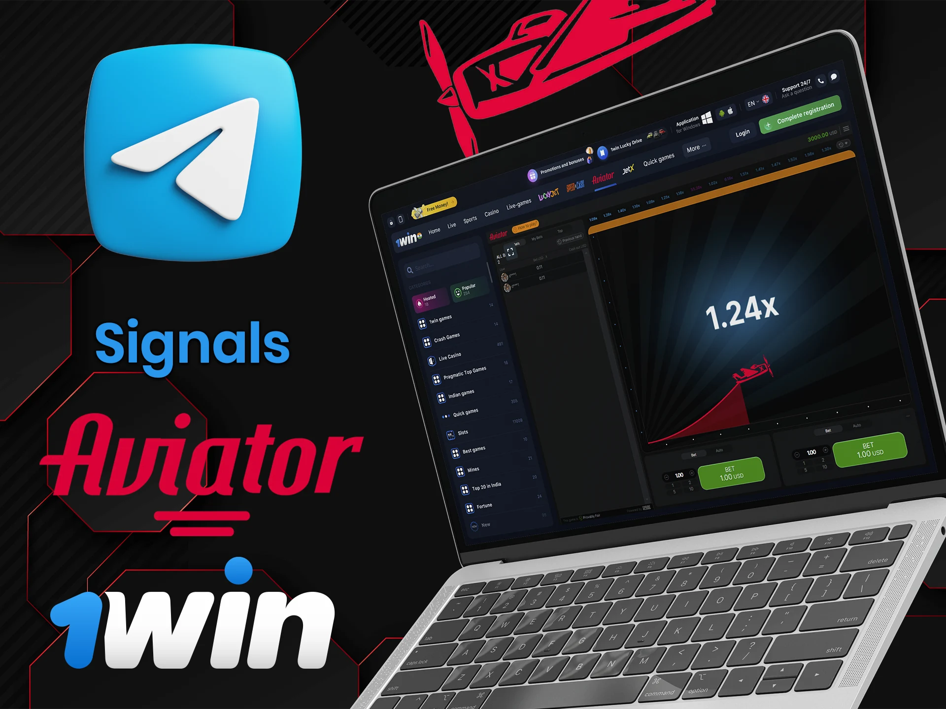 1Win Telegram channel does not publish information about Aviator signals.