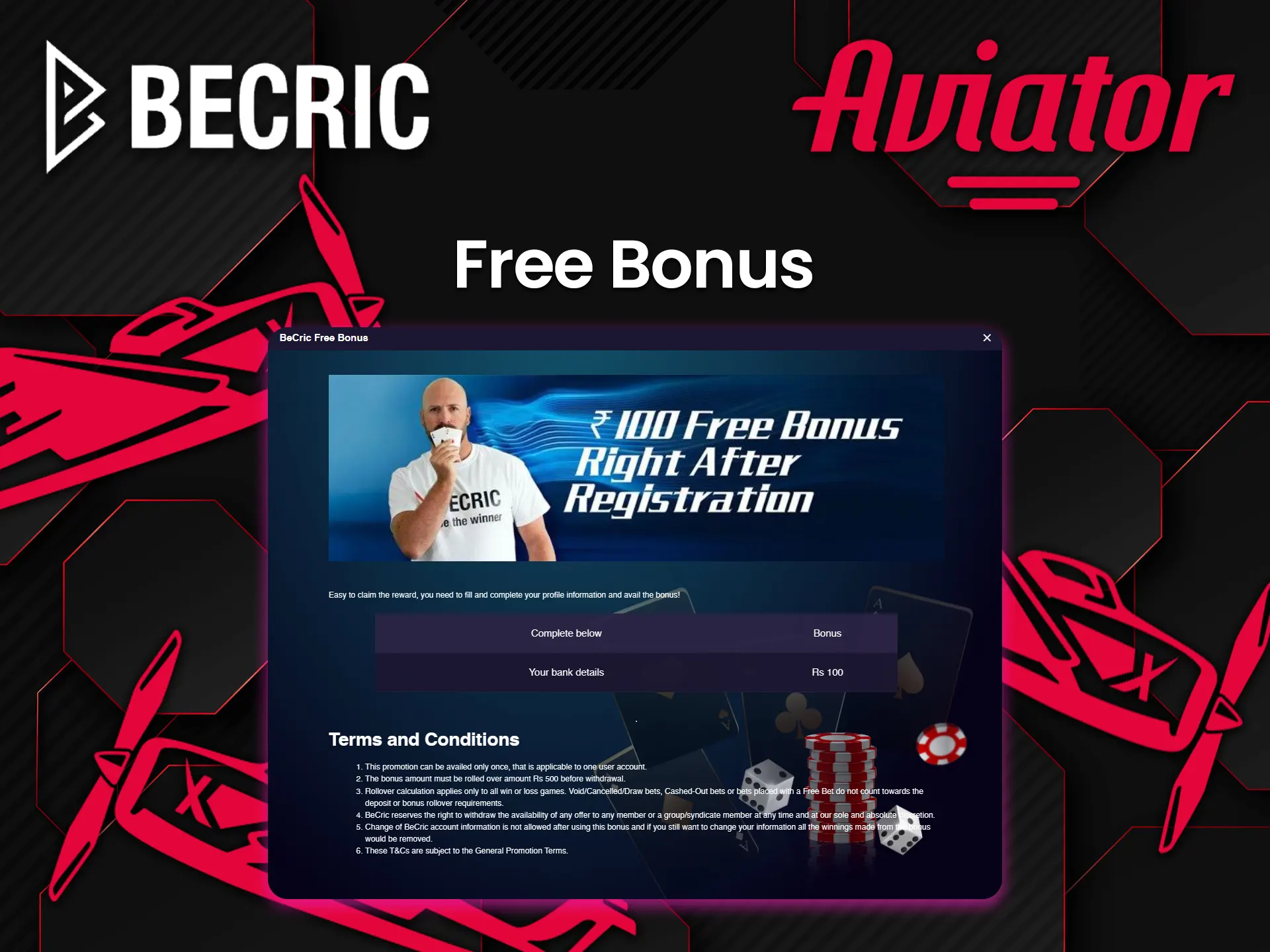 New users will receive a gift from Becric for registration for playing in Aviator.